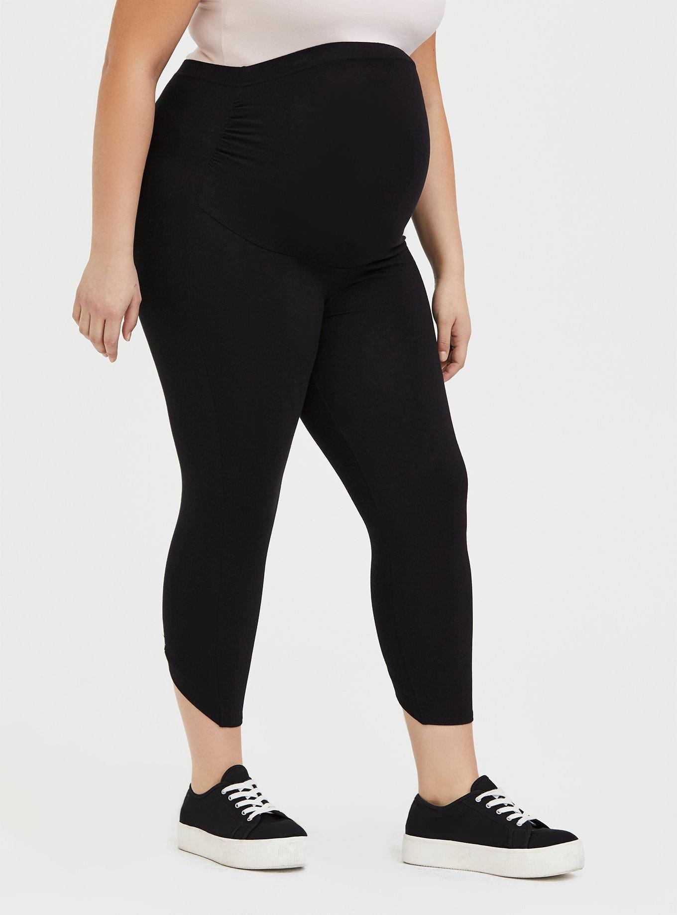 Plus Size Crop Maternity Premium Legging - V-Back Black, BLACK, alternate