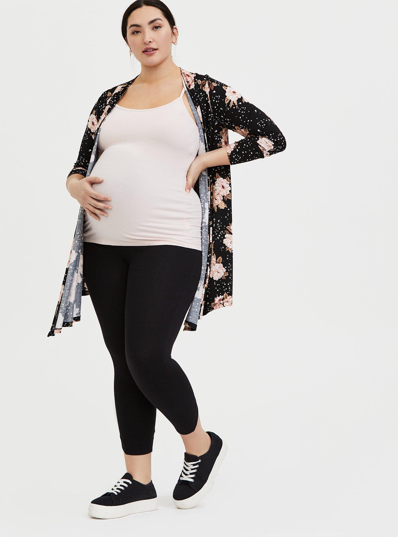 Plus Size - Crop Maternity Premium Legging - V-Back Black - Torrid