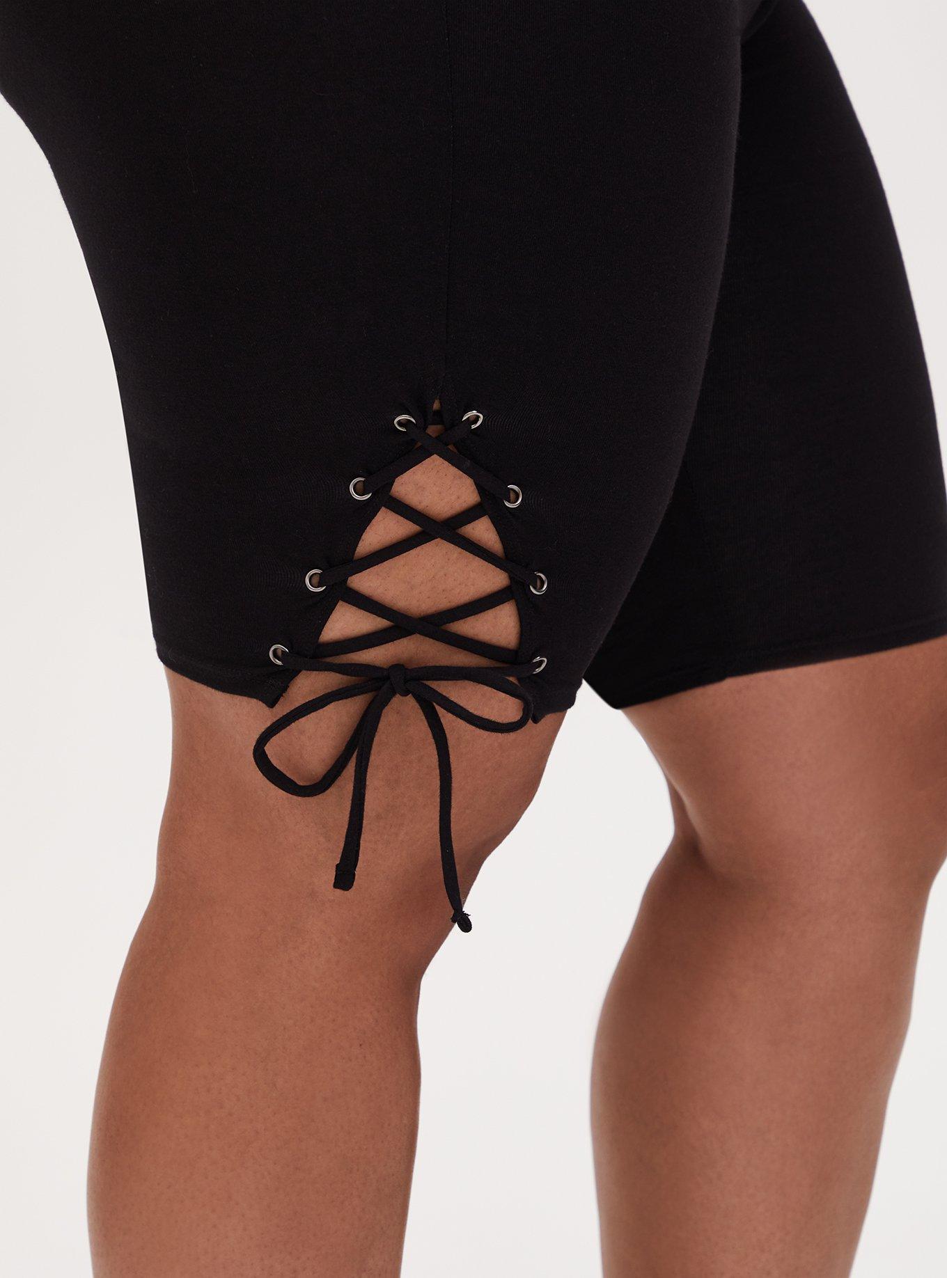 Pregnancy bike shorts with lace trim - Black - Sz. 42-60