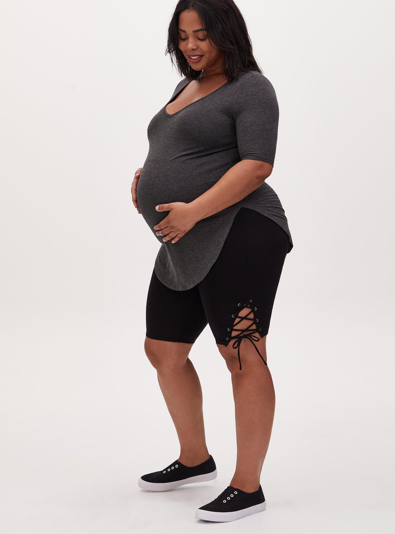 Plus Size Extra Thick Cycle Shorts Plus Size Black Lace-Up - Main Image