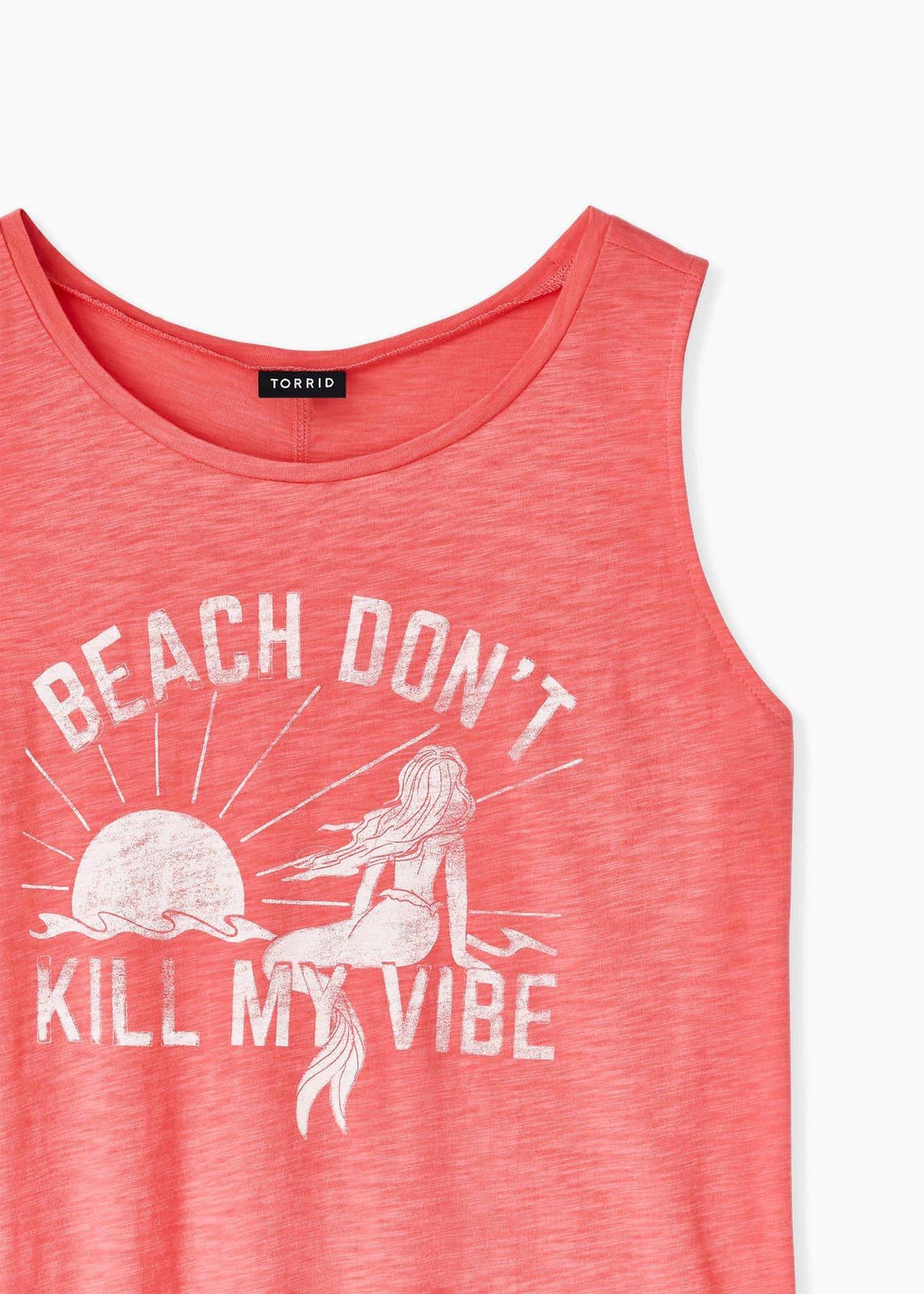 Plus Size Beach Vibes Coral Slub Jersey Tank, CORAL, alternate