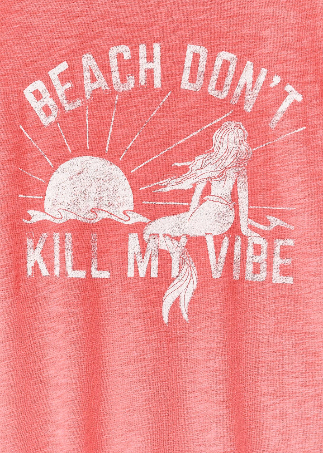 Plus Size Beach Vibes Coral Slub Jersey Tank, CORAL, alternate