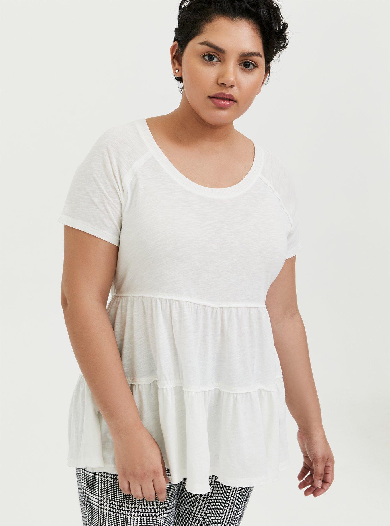 Babydoll Slub Scoop Neck Tiered Top