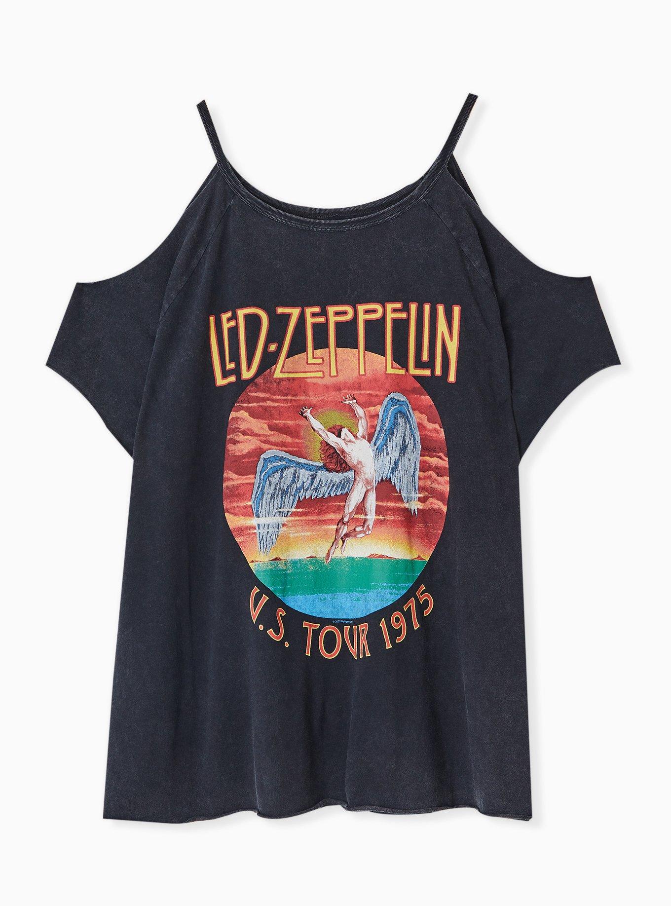 Plus Size Led Zeppelin Black Washed Cold Shoulder Tee Torrid