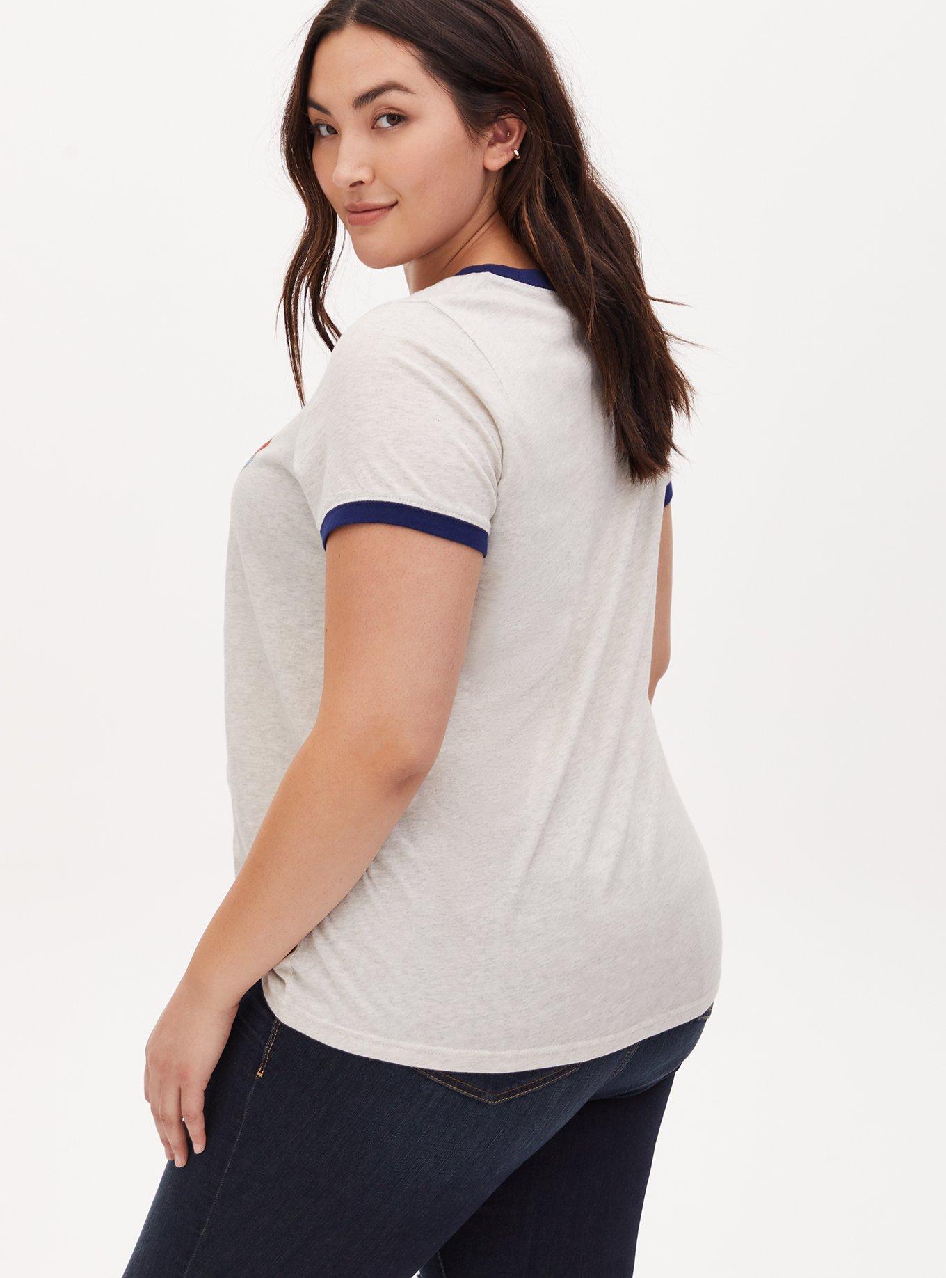 Plus Size Wonder Woman 84 Comic Oatmeal Ringer Top, OATMEAL HEATHER, alternate