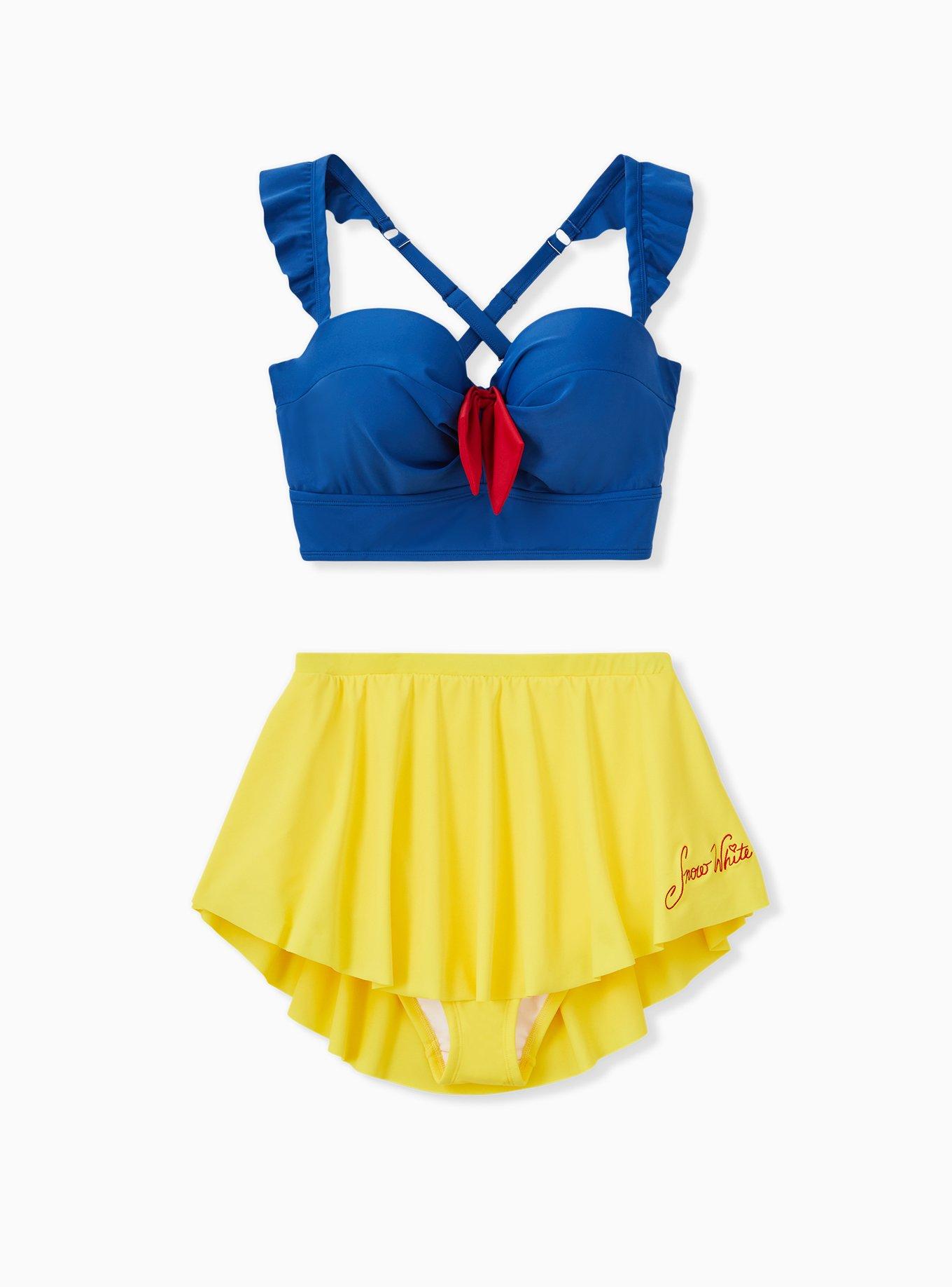 Plus Size Disney Snow White Blue Tie Front Underwire Bikini Top Torrid