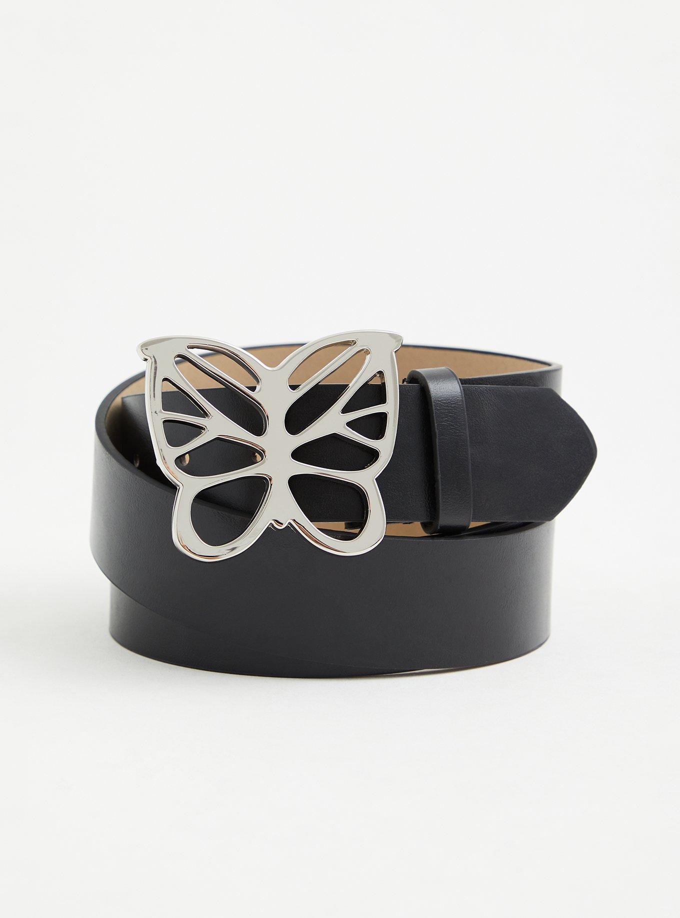 Plus Size Butterfly Buckle Belt, SILVER, hi-res