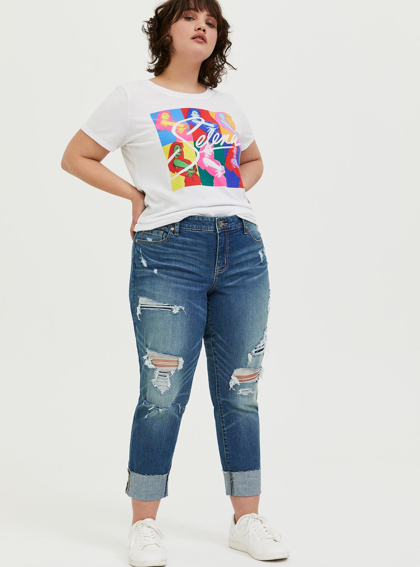 Plus Size Selena Pop Art White Crew Tee, CLOUD DANCER, alternate