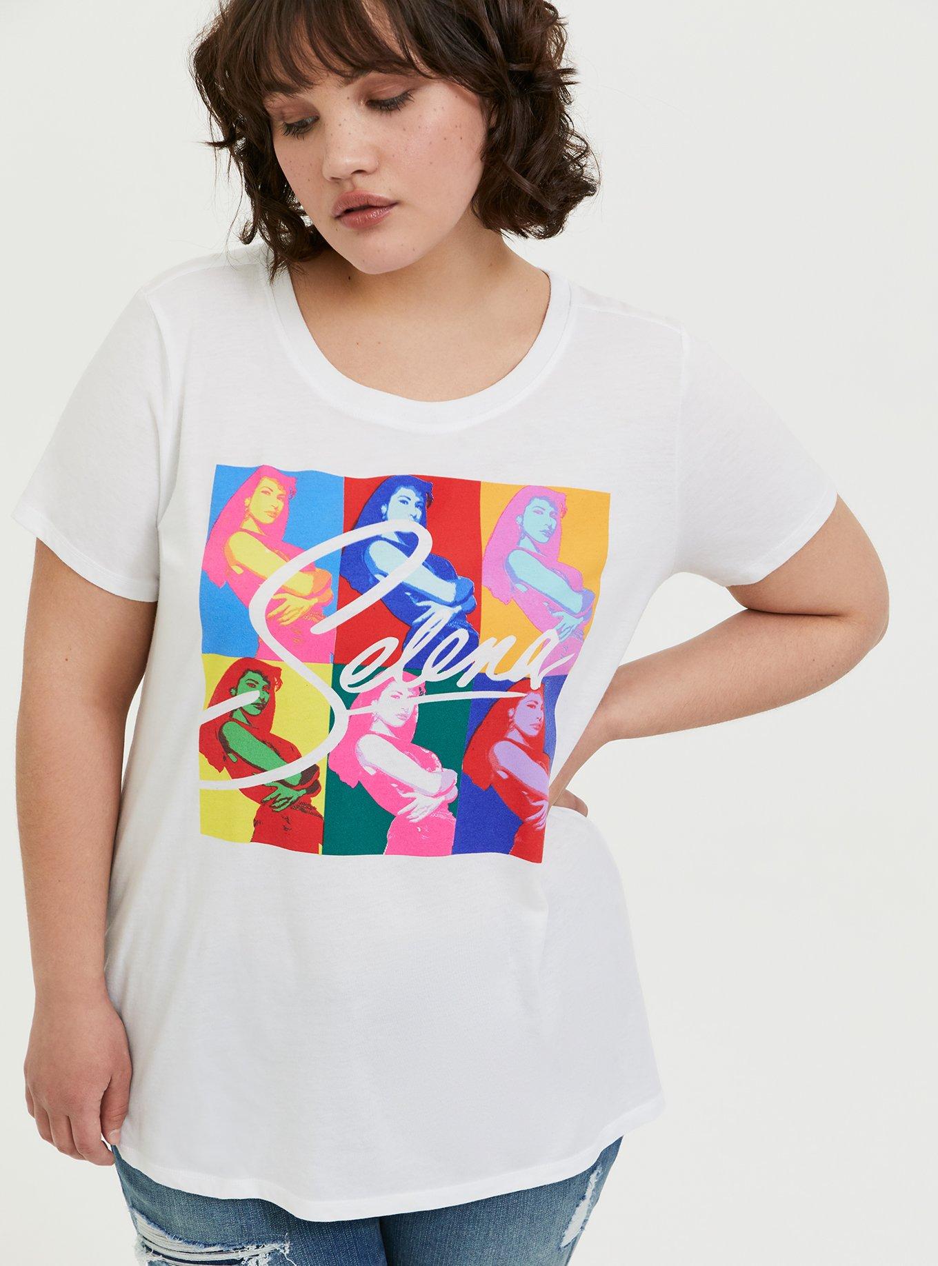 Plus Size Selena Pop Art White Crew Tee, CLOUD DANCER, alternate