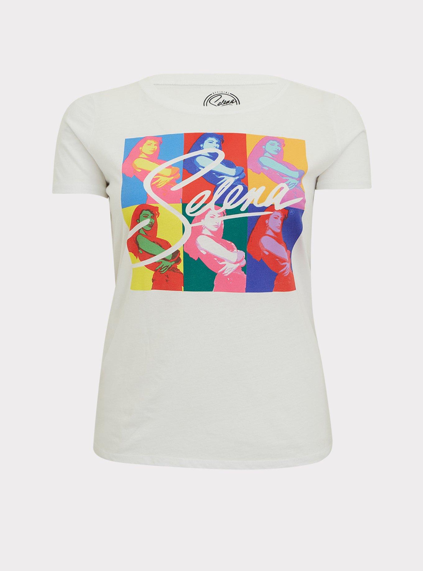 Plus Size Selena Pop Art White Crew Tee, CLOUD DANCER, hi-res