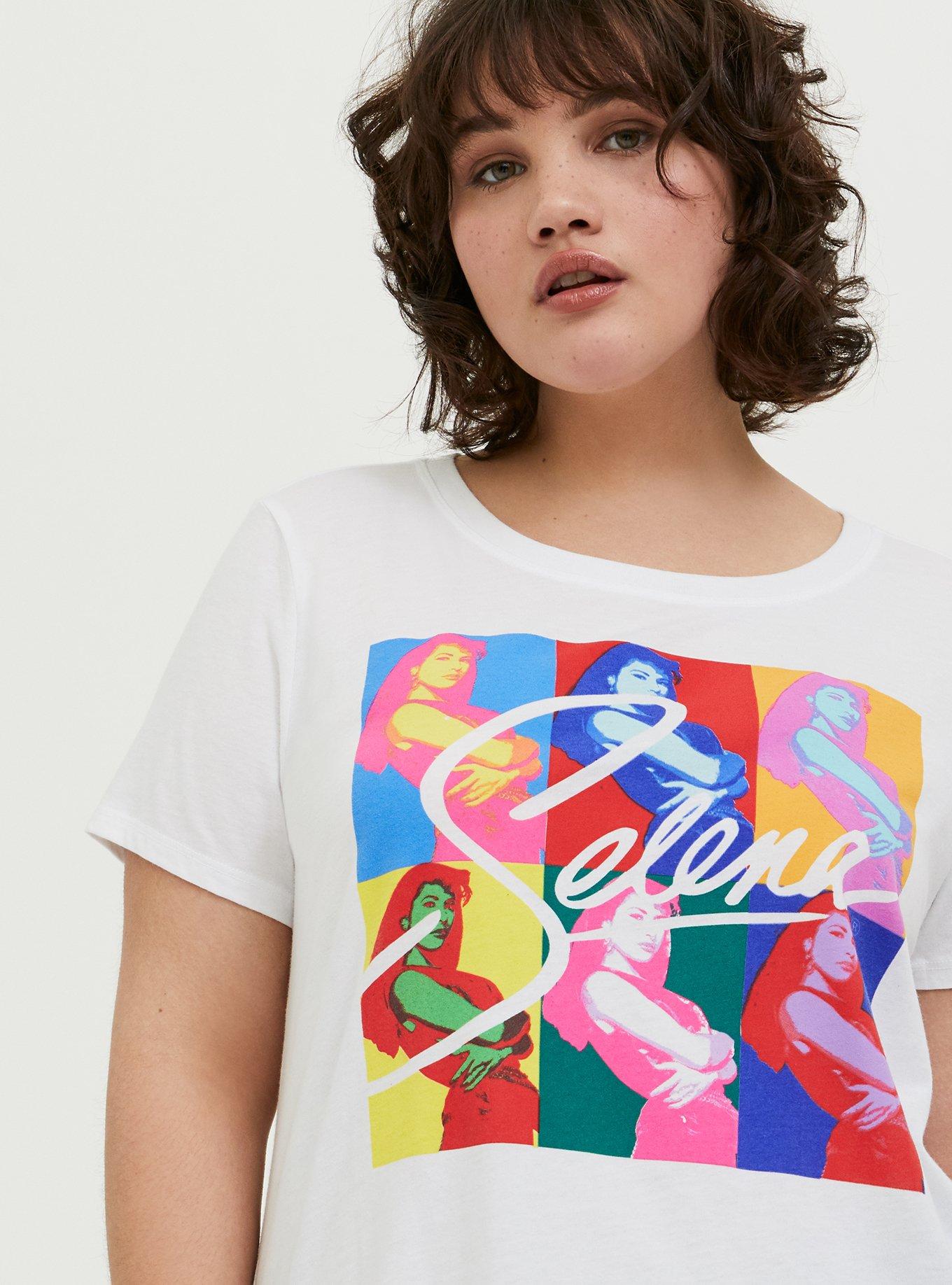 Plus Size Selena Pop Art White Crew Tee, CLOUD DANCER, hi-res