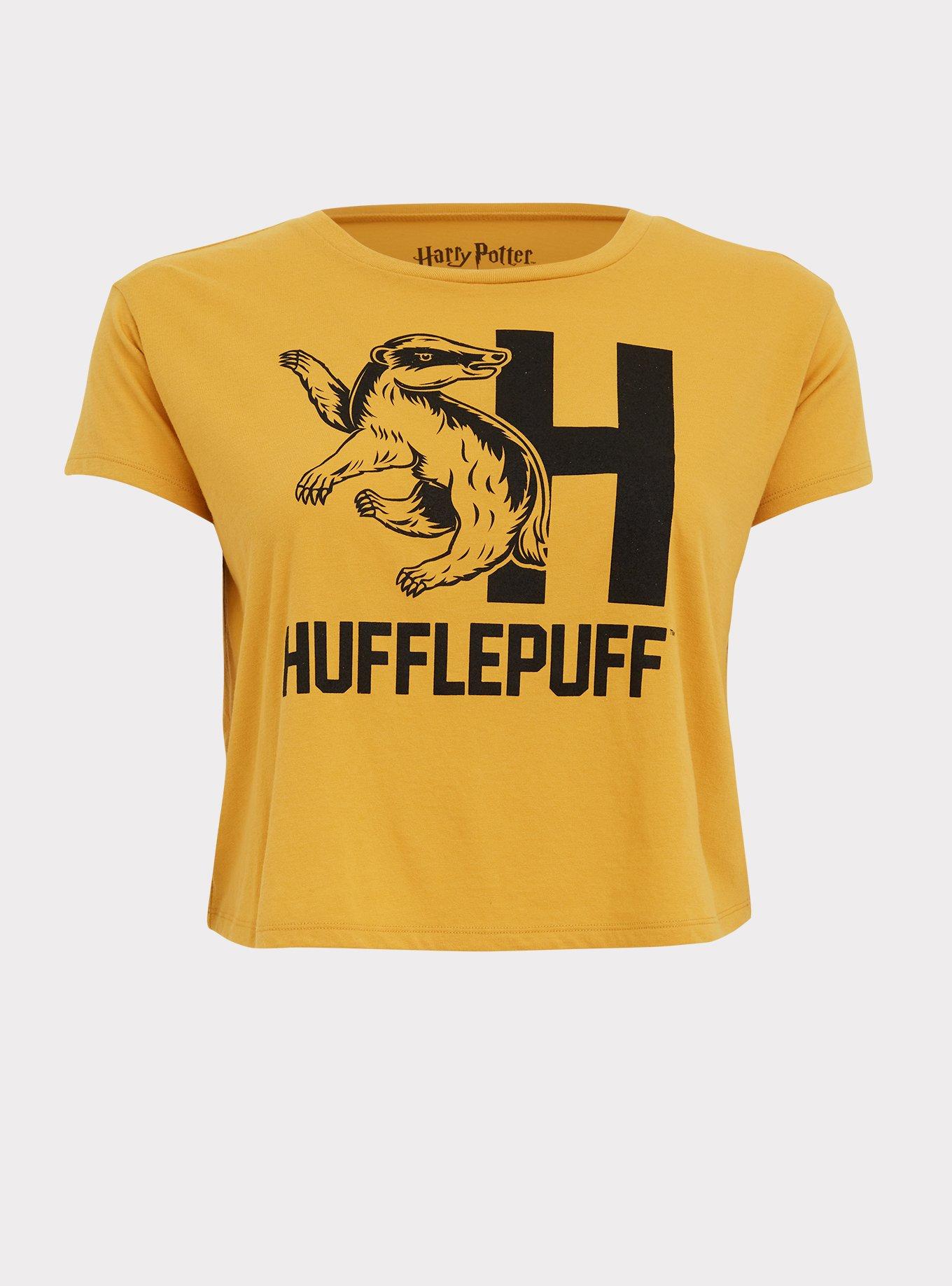 Plus Size - Harry Potter Hufflepuff Mustard Yellow Crop Tee -