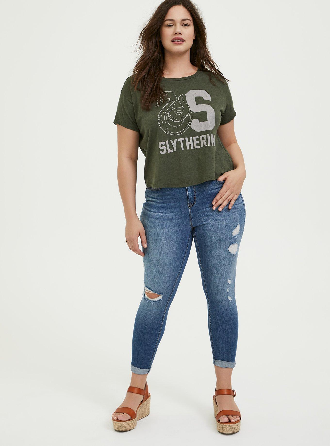 Harry Potter Slytherin Olive Green Crop Tee, DEEP DEPTHS, alternate