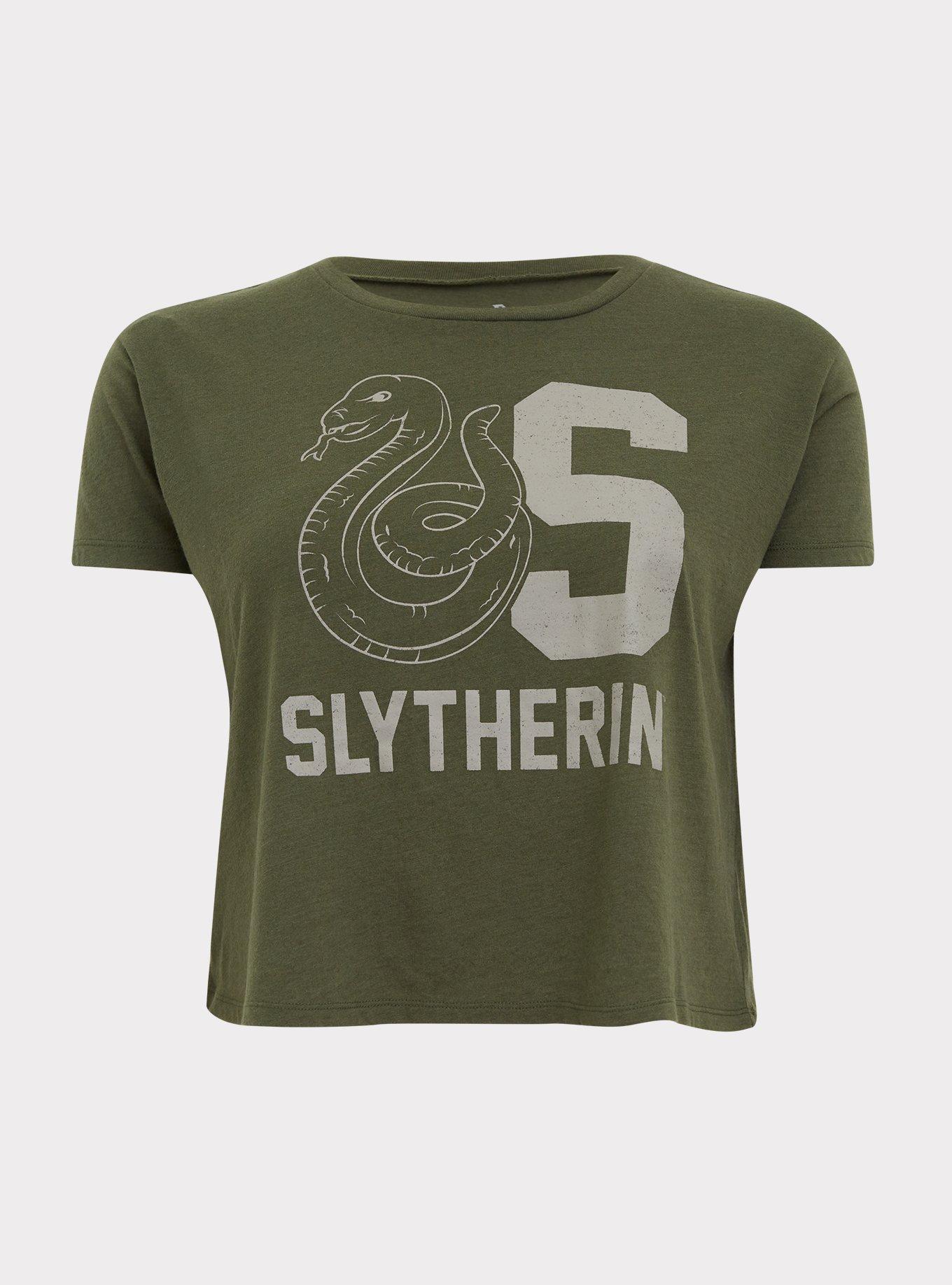 Harry Potter Slytherin Olive Green Crop Tee, DEEP DEPTHS, hi-res