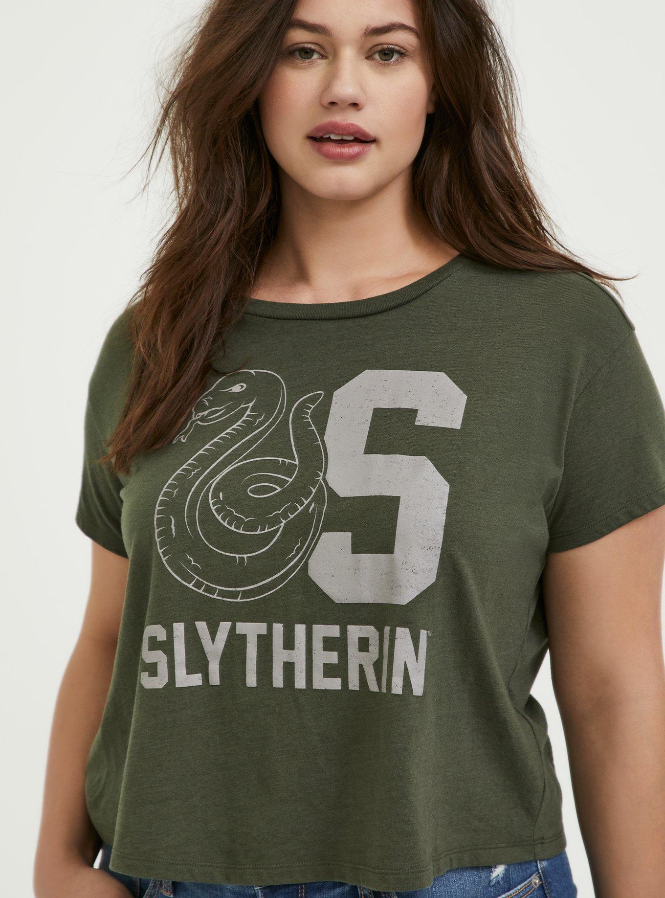 Harry Potter Slytherin Olive Green Crop Tee, DEEP DEPTHS, hi-res