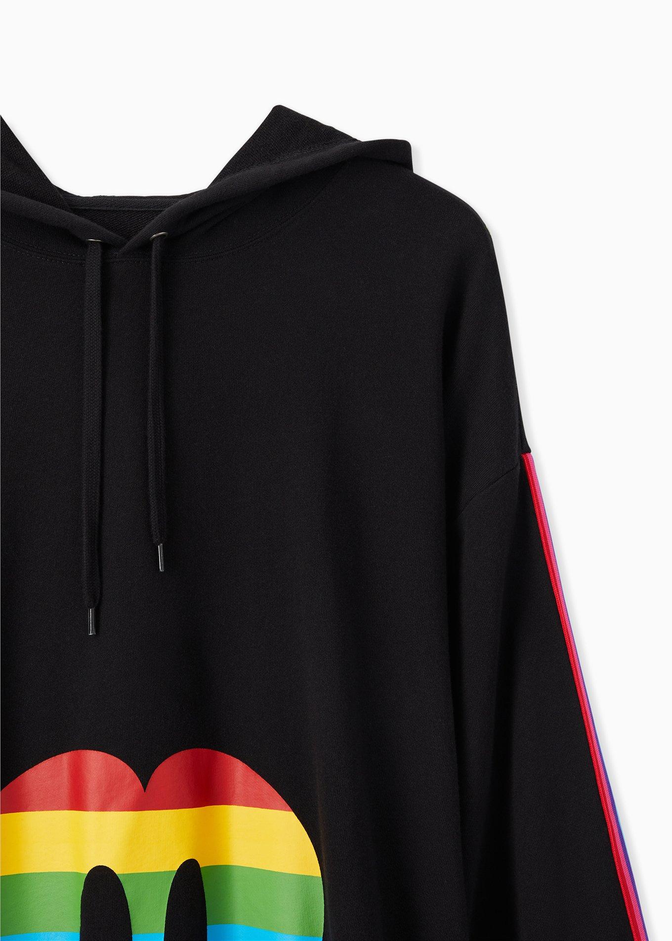 Plus Size Disney Mickey Mouse Rainbow Black Crop Hoodie, DEEP BLACK, alternate