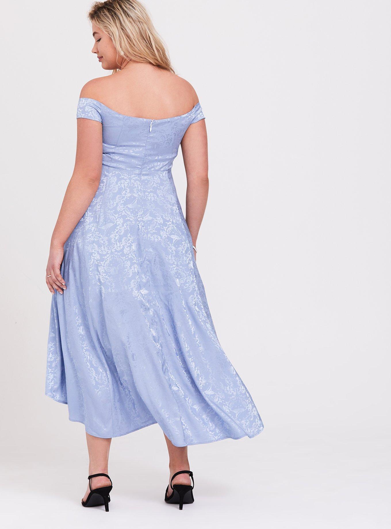 Disney Cinderella Blue Off Shoulder Satin Hi-Low Dress, EVENTIDE, alternate