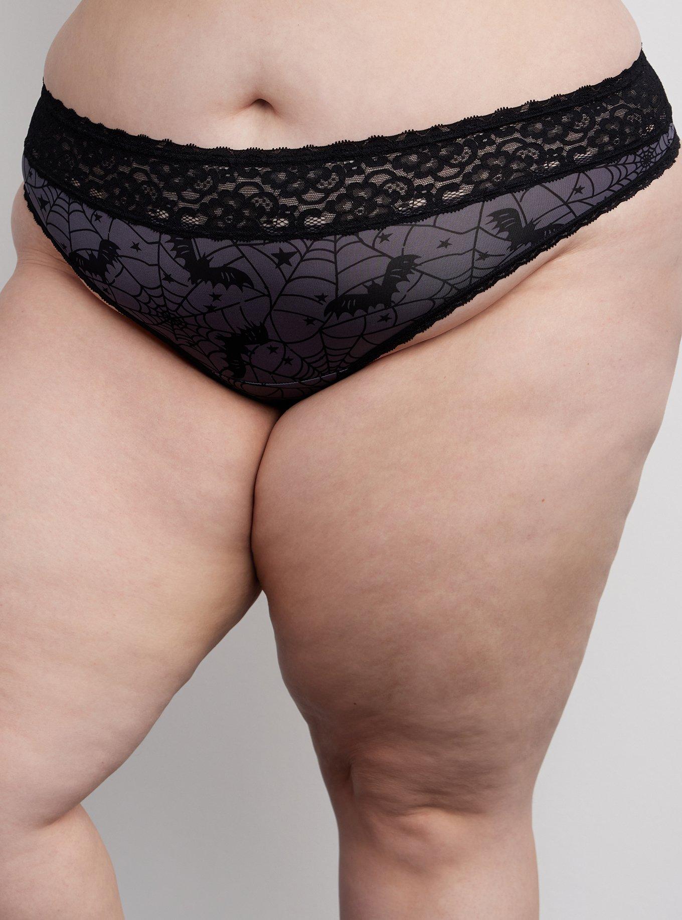 Plus Size - Second Skin Mid-Rise Thong Lace Trim Mini Lattice Back Panty -  Torrid
