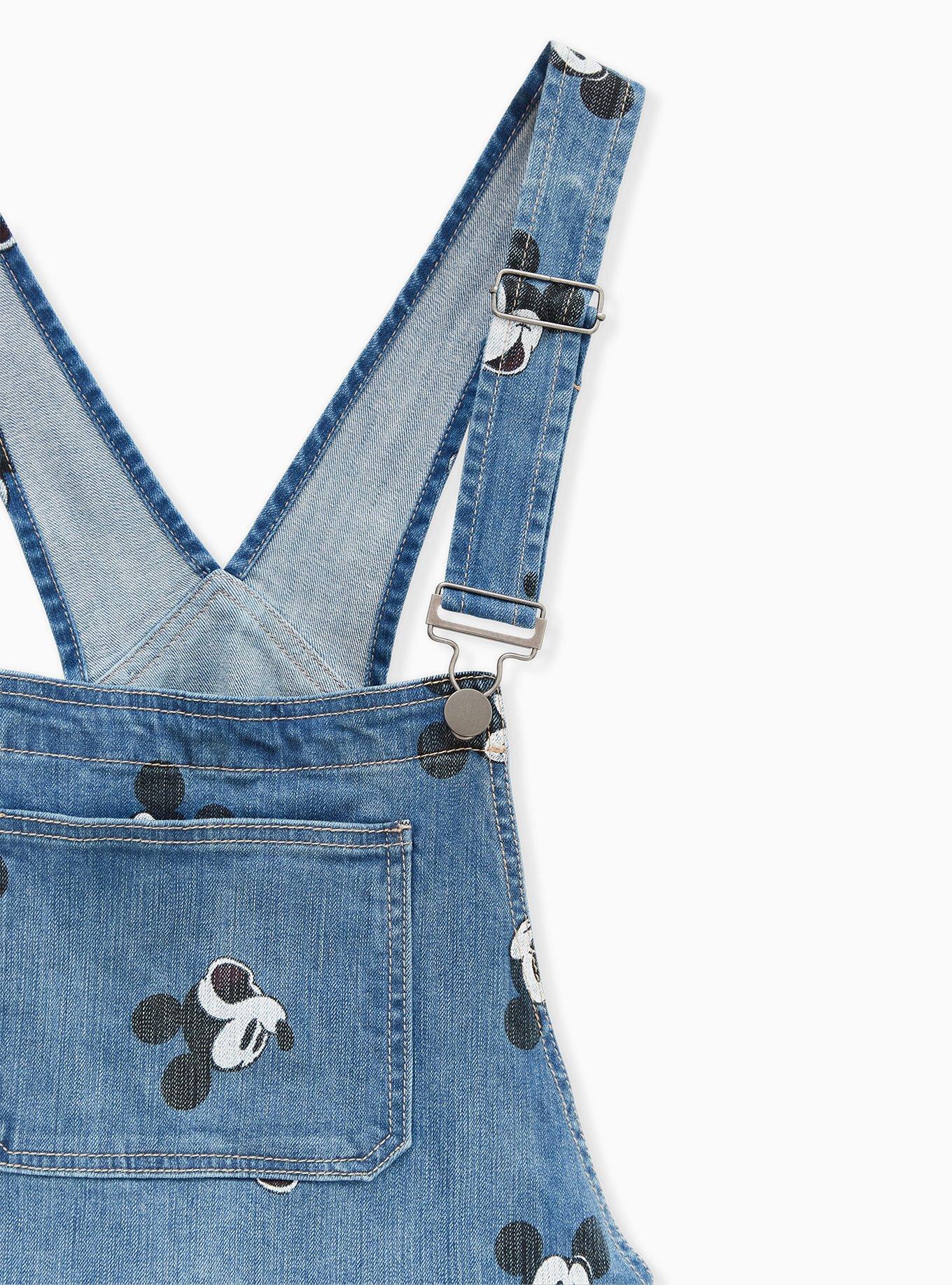 Sale New Disney Torrid Size 22 (3X) Mickey Mouse Denim Medium Wash Shortalls Overalls