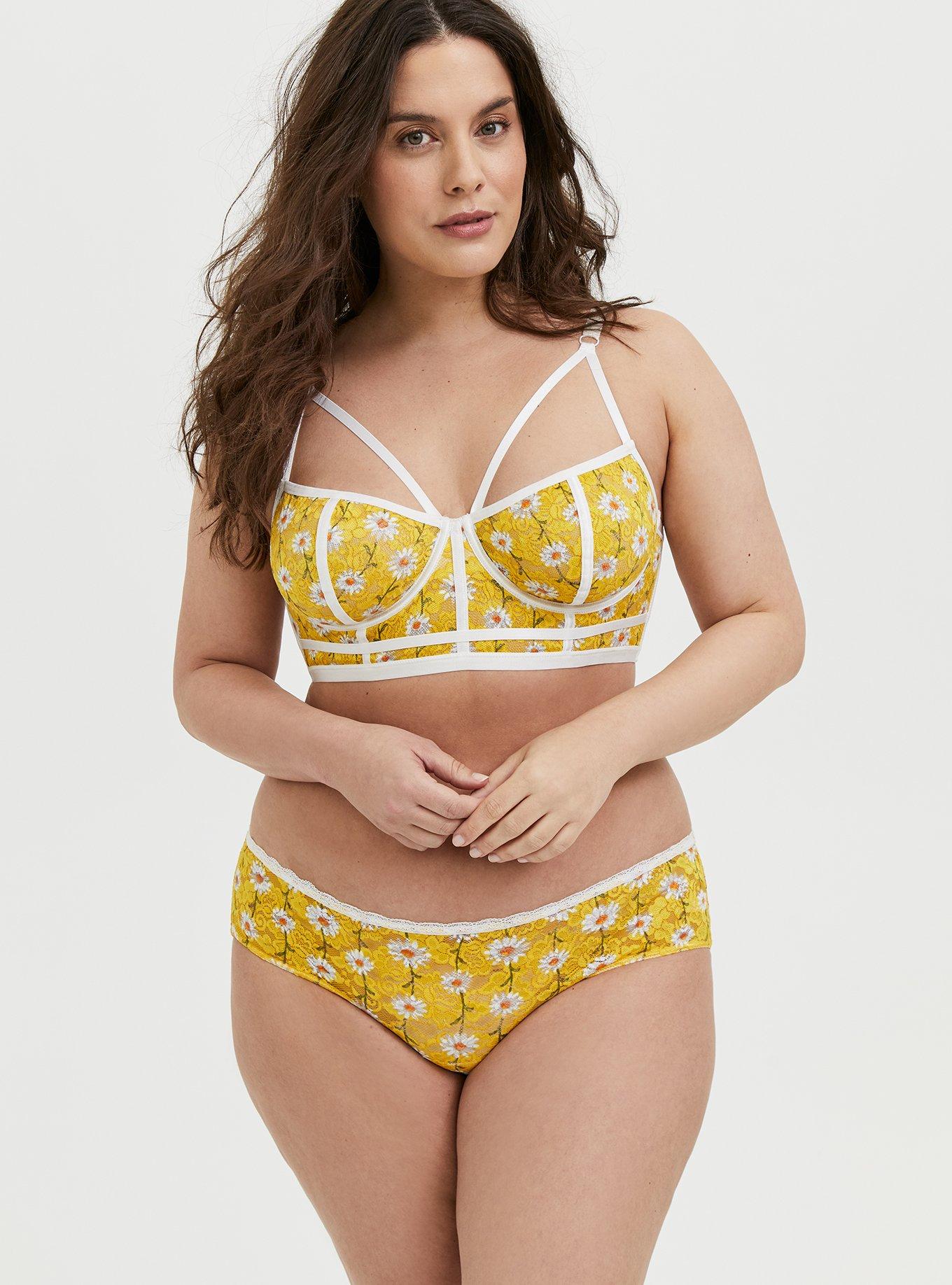 Floral lace underwire bra Woman, Yellow