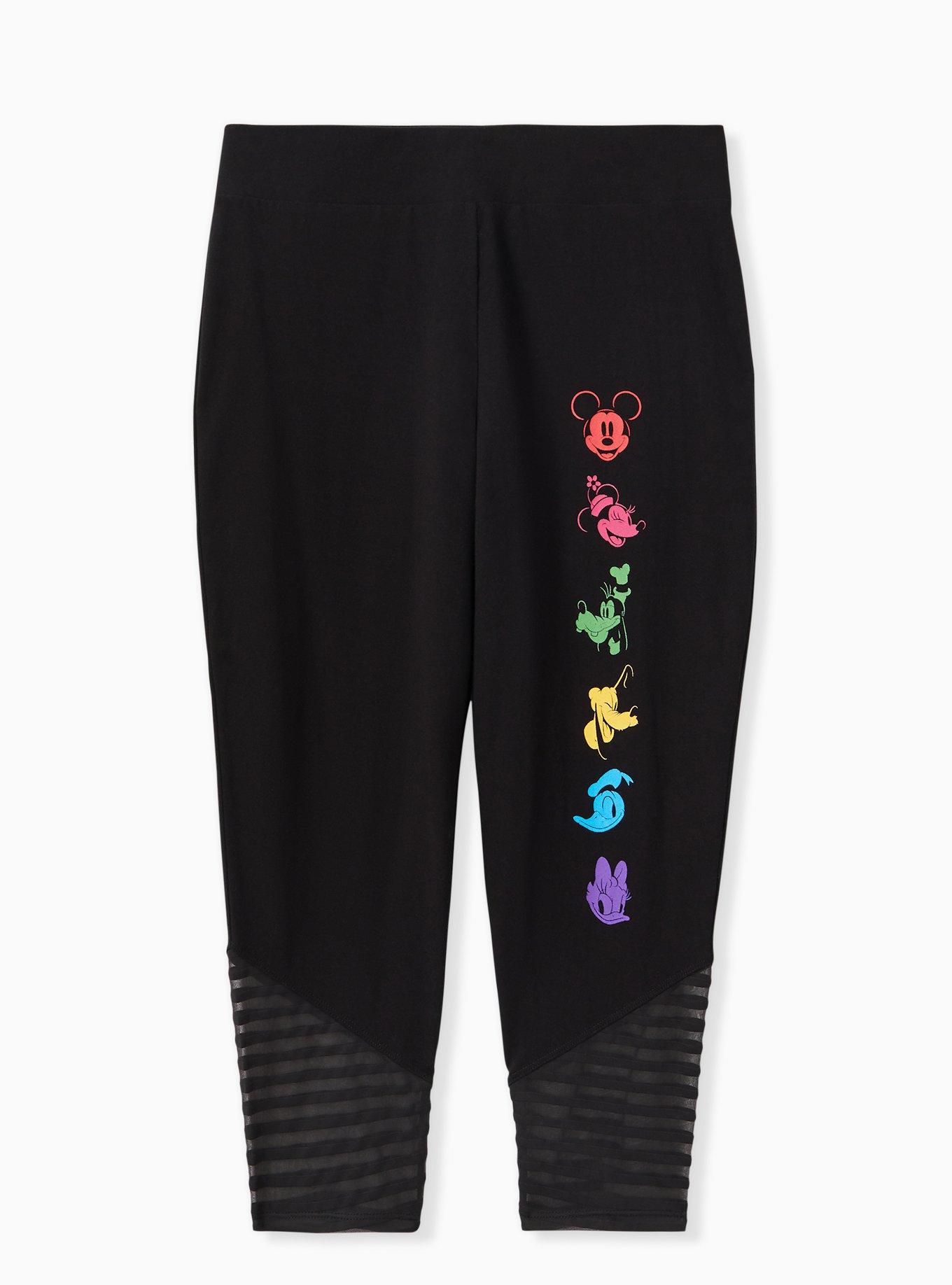 Plus Size Disney Mickey Mouse & Friends Shadow Stripe Crop Legging, DEEP BLACK, hi-res