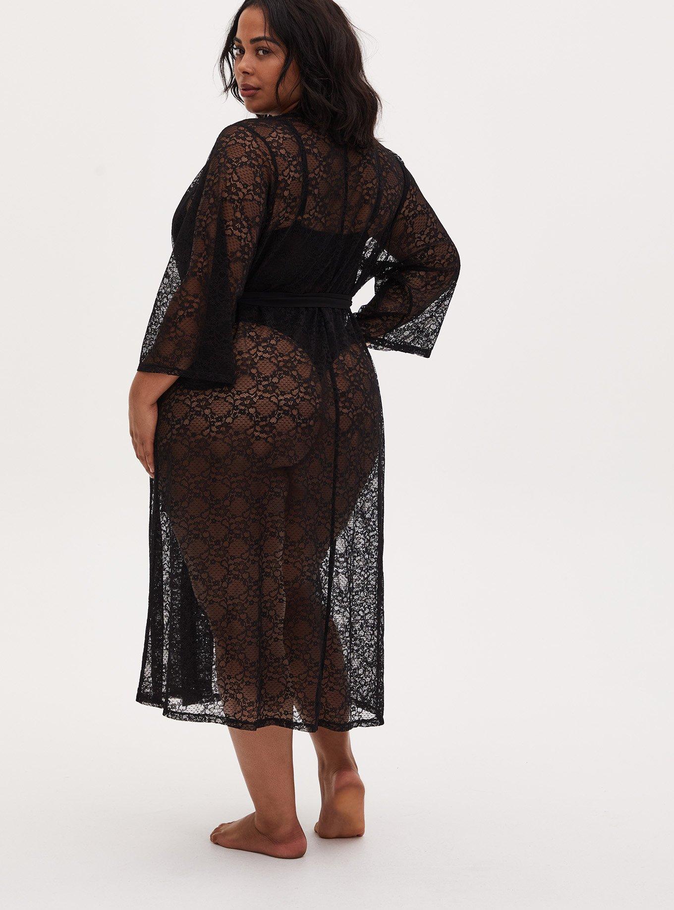 Plus Size - Lace Long Lingerie Robe - Torrid