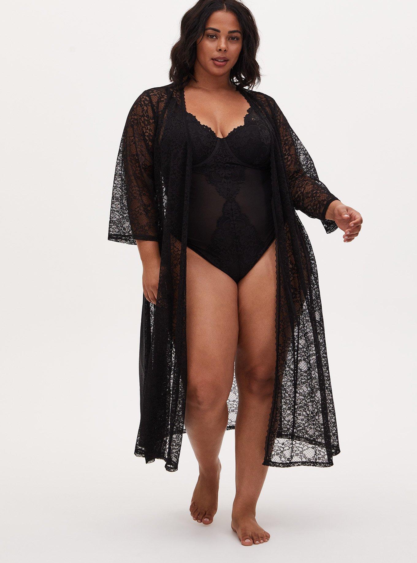 Plus Size - Lace Long Lingerie Robe - Torrid