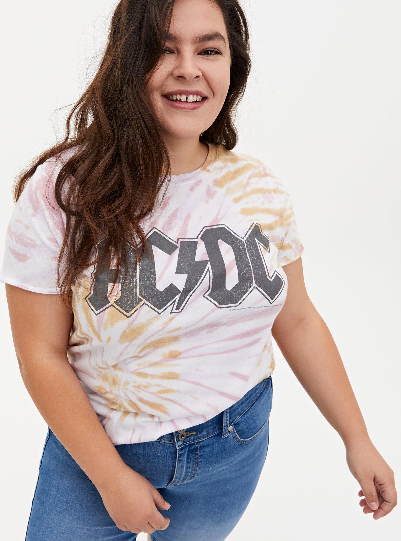 Plus Size - AC/DC Blush Pink & Mustard Yellow Tie-Dye Crew Tee - Torrid