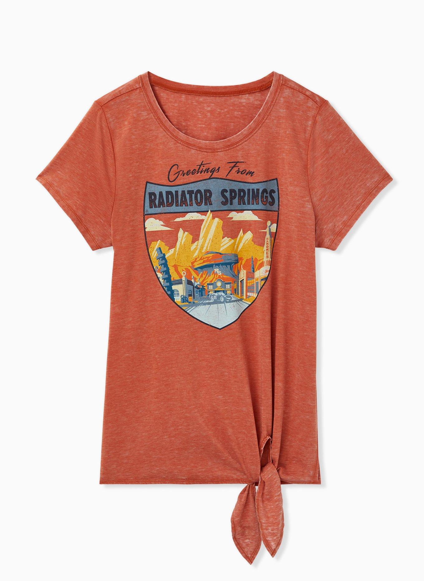 Plus Size - Disney Pixar Cars Radiator Springs Orange Terracotta Tie Front  Top - Torrid