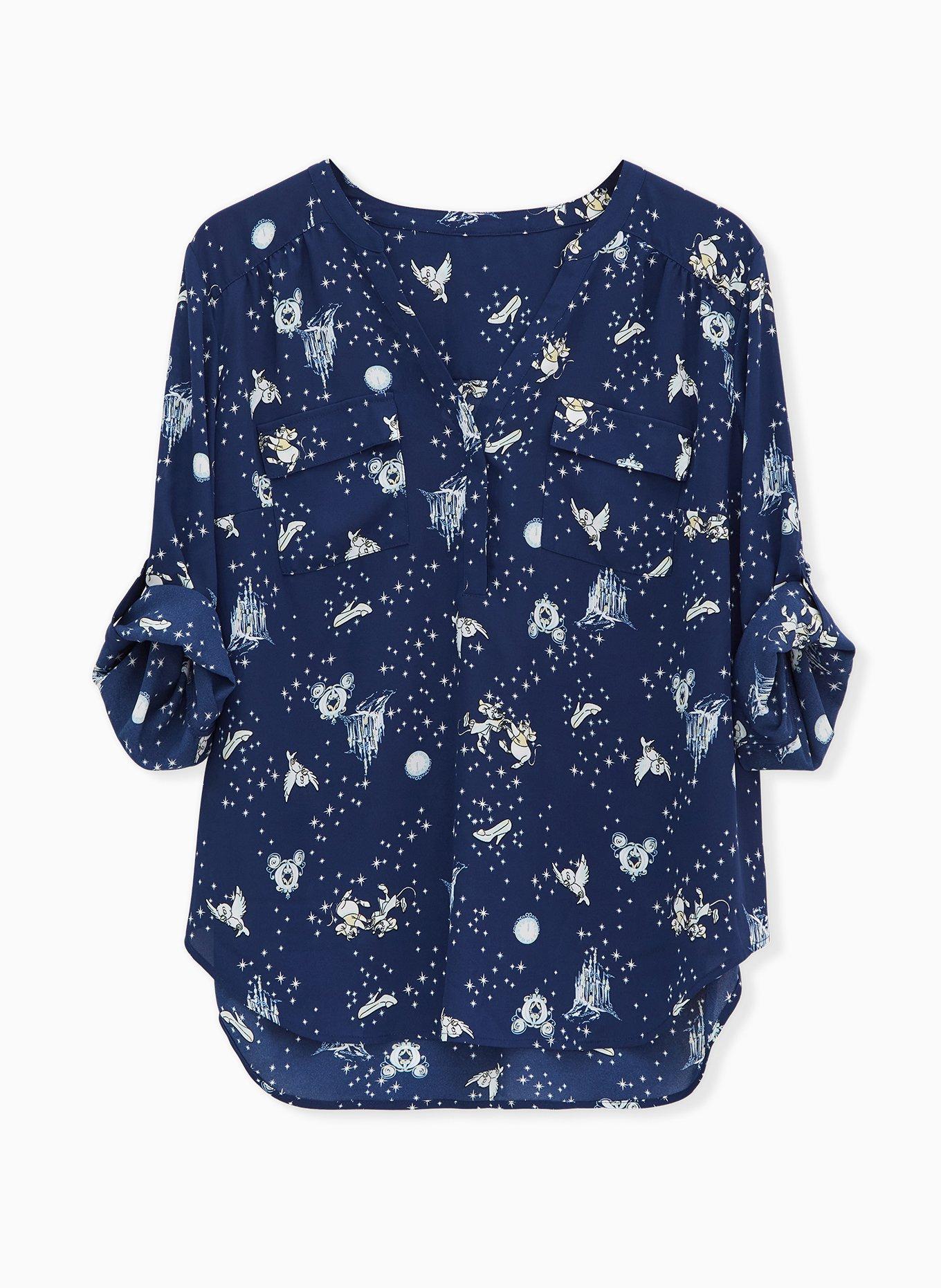 Plus Size Disney Cinderella Navy Georgette Harper Blouse Torrid