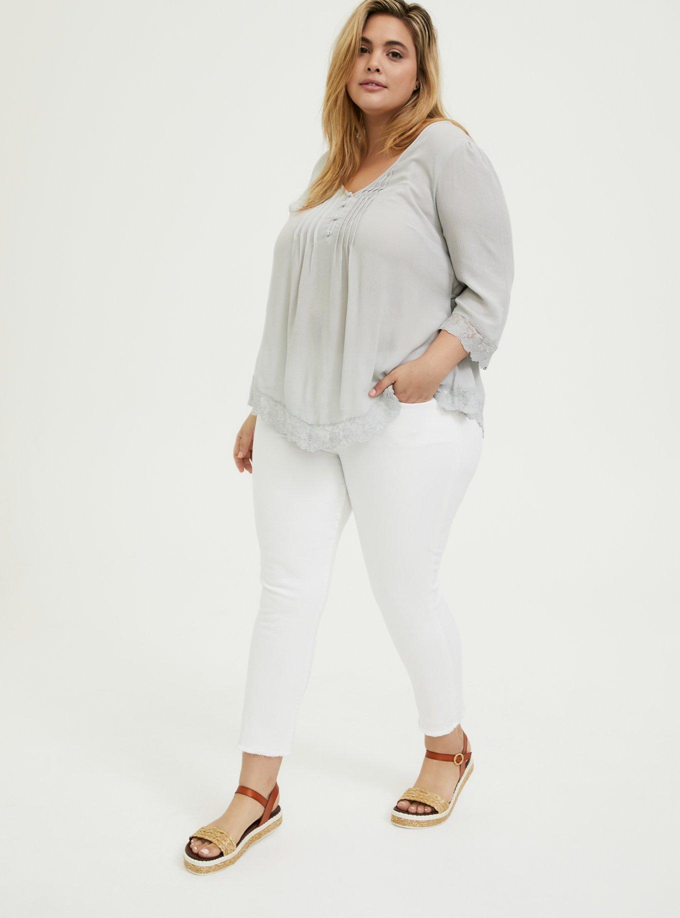 Plus Size Light Stone Grey Gauze Button Down Handkerchief Tunic Blouse, OYSTER MUSHROOM, alternate