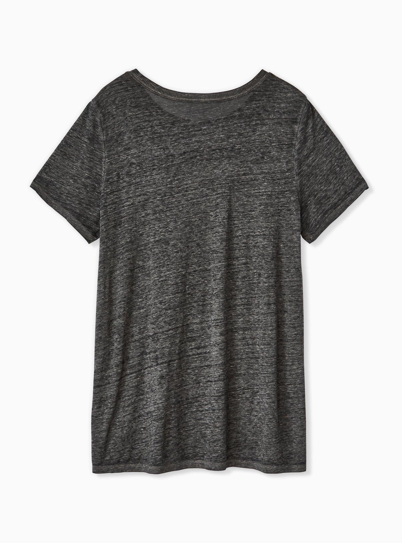 Plus Size Beautiful Black Burnout Crew Tee, DEEP BLACK, alternate