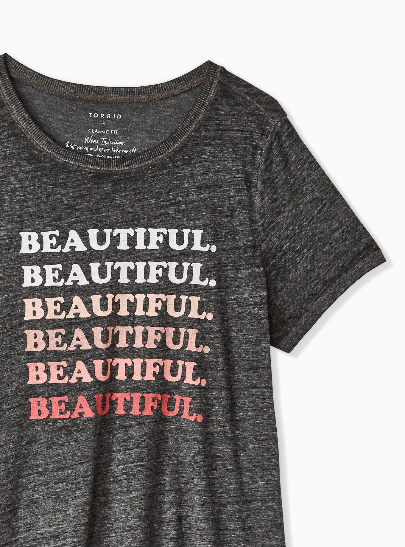 Plus Size Beautiful Black Burnout Crew Tee, DEEP BLACK, alternate