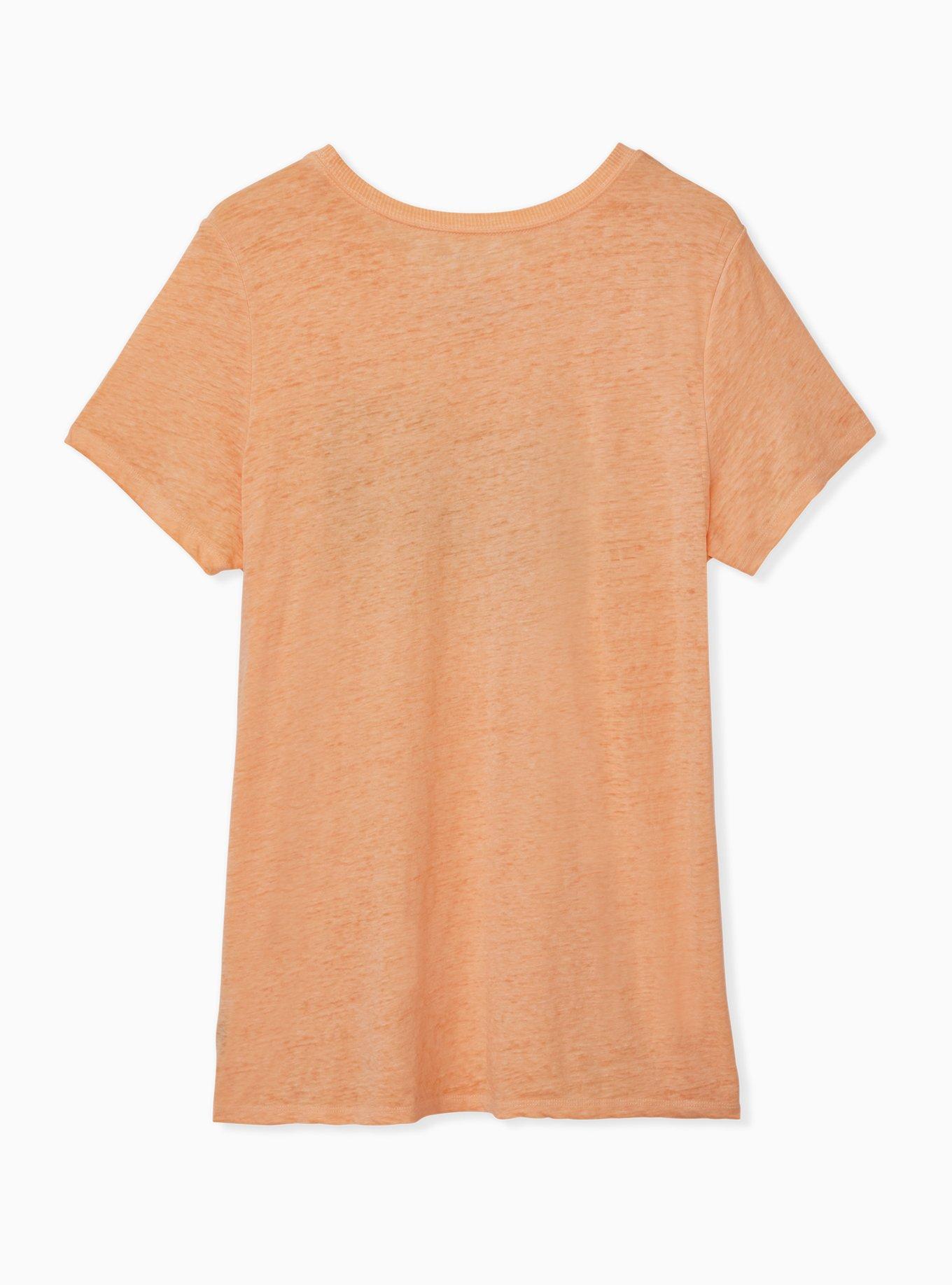 Plus Size Aloha Beaches Peach Burnout Crew tee, BLUSH, alternate