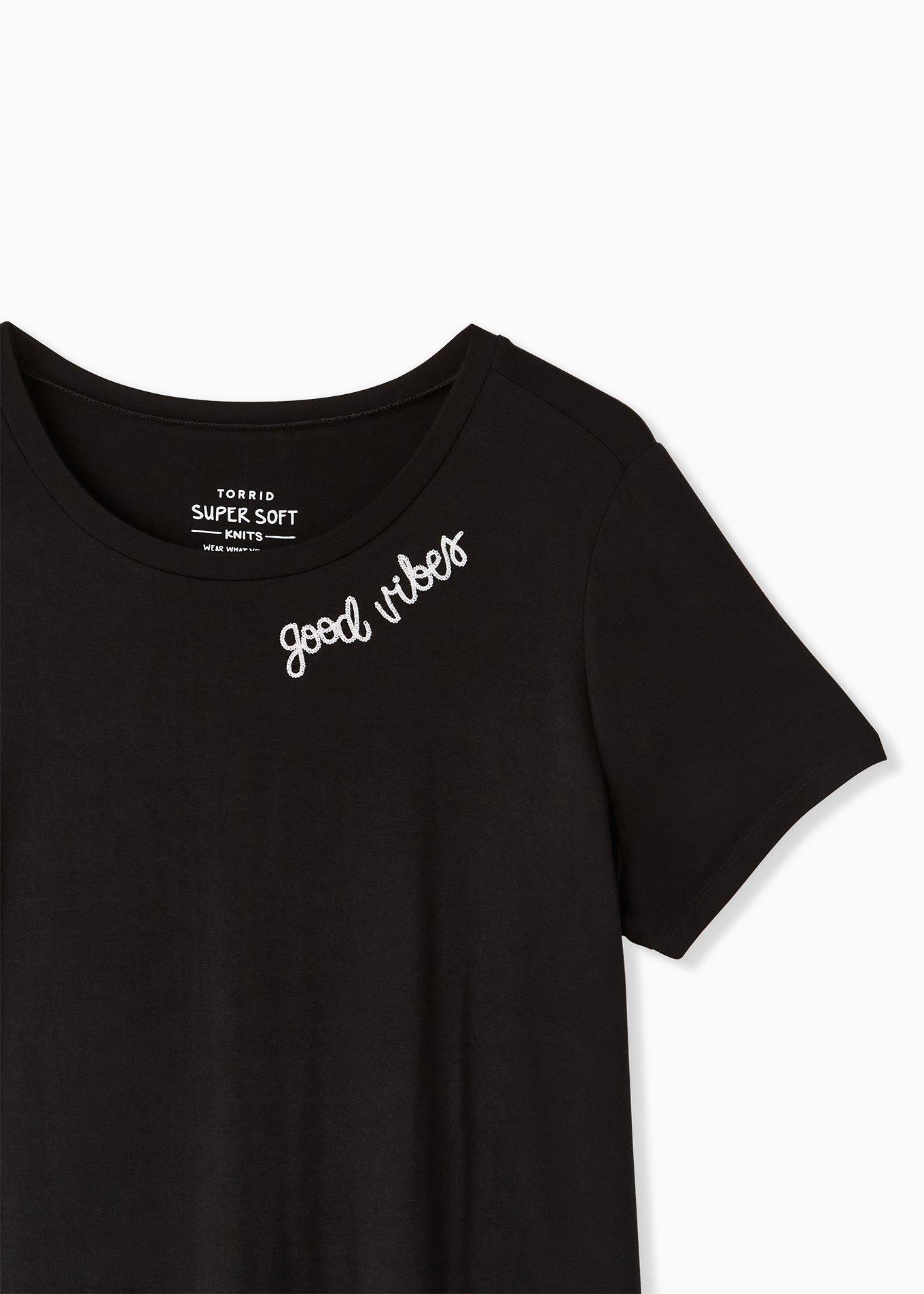 Plus Size Perfect Tee - Super Soft Good Vibes Black, DEEP BLACK, alternate