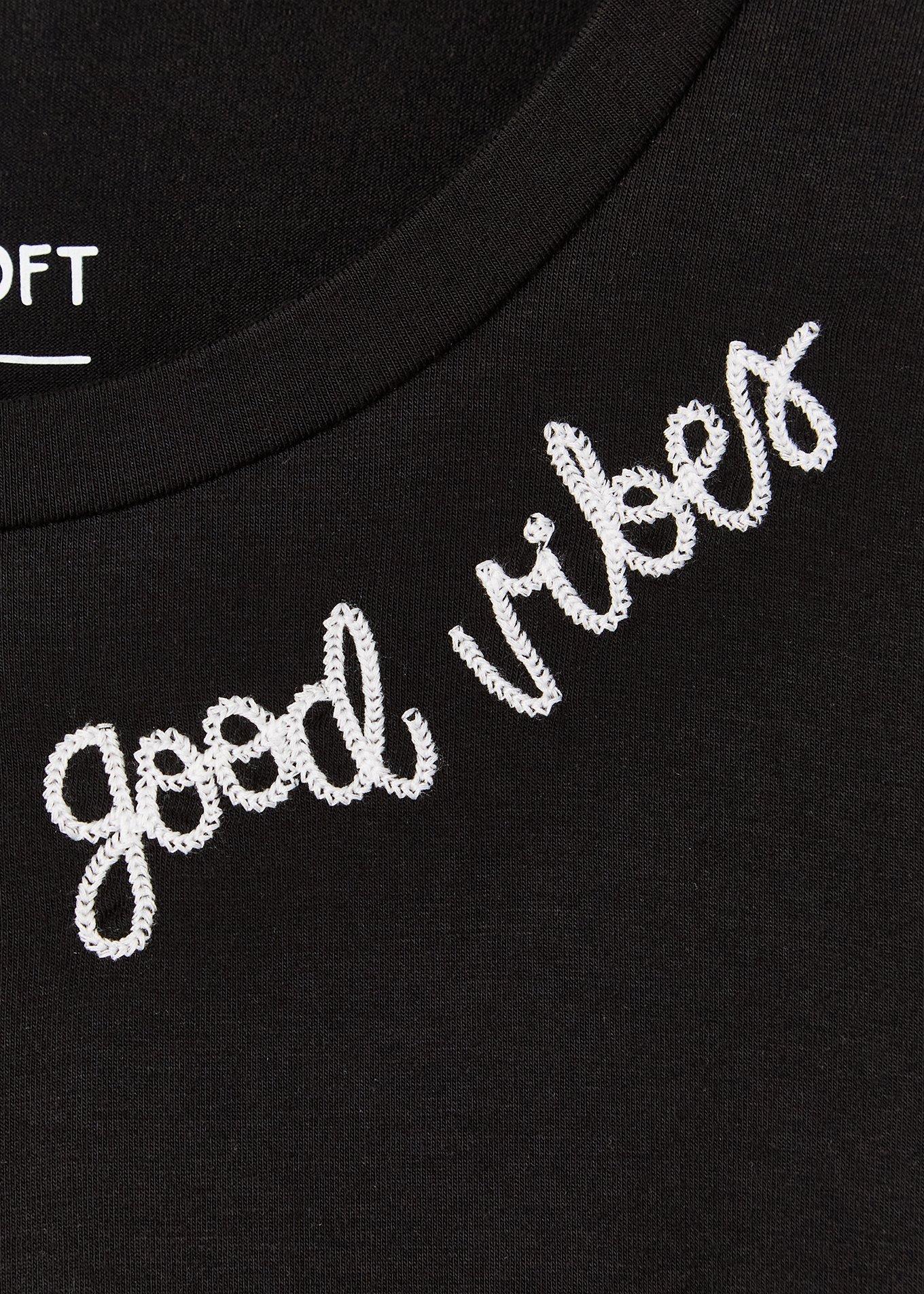 Plus Size Perfect Tee - Super Soft Good Vibes Black, DEEP BLACK, alternate
