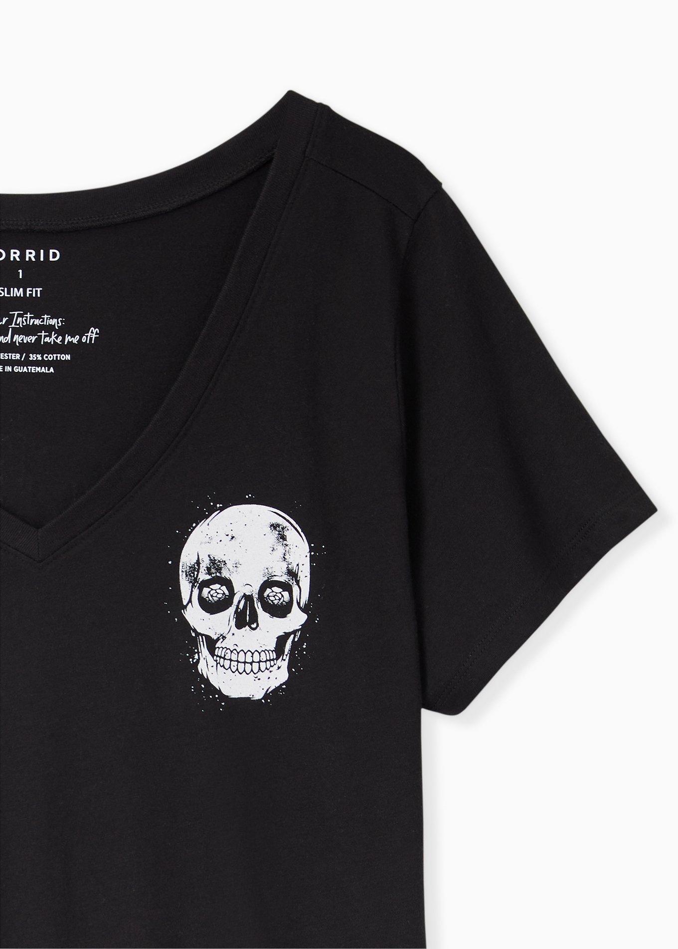 Slim Fit V-Neck Tee - Wrong Things Skull Black, DEEP BLACK, alternate