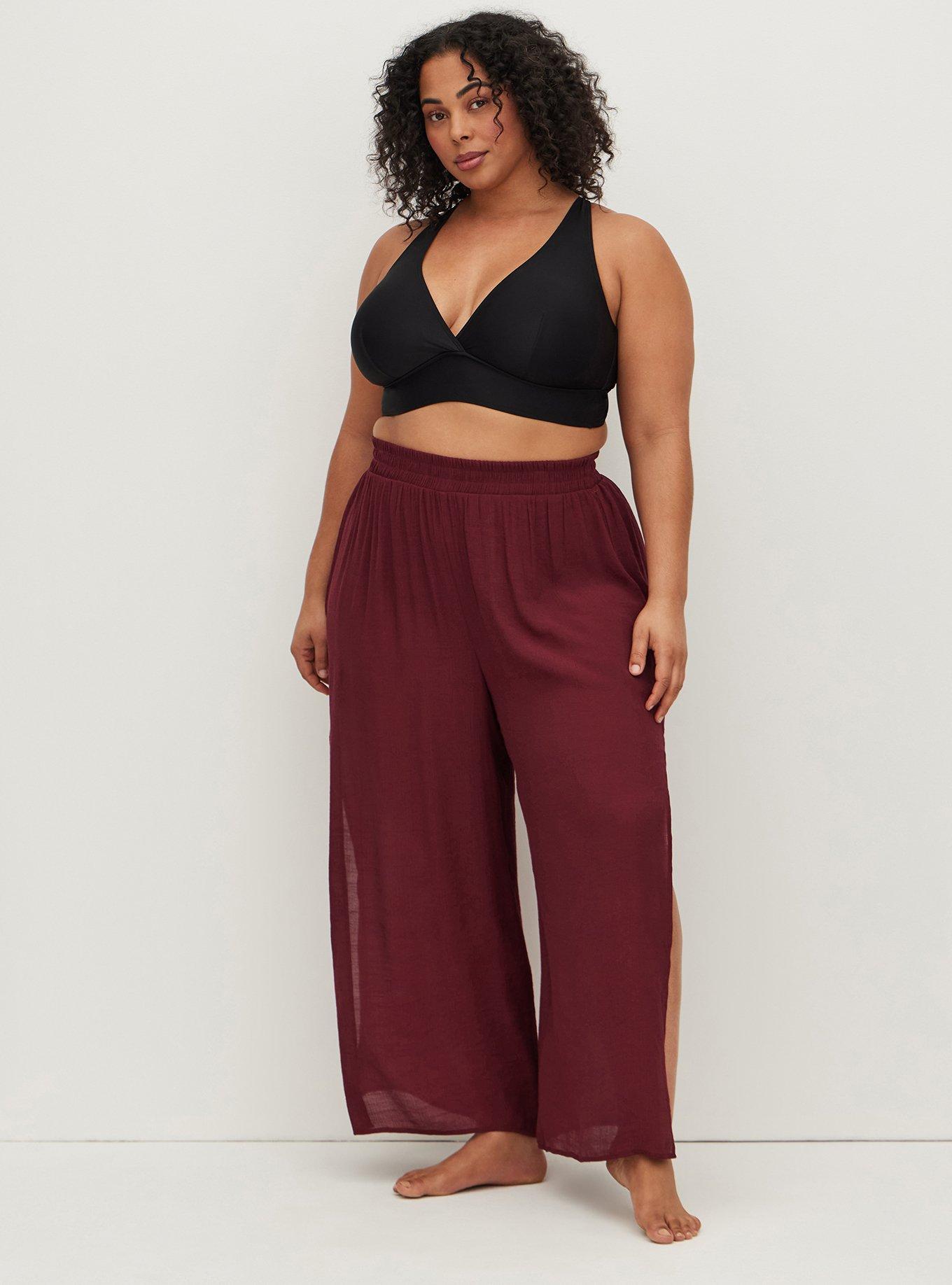 Plus Size - Crepe Side Slit Beach Pant - Torrid