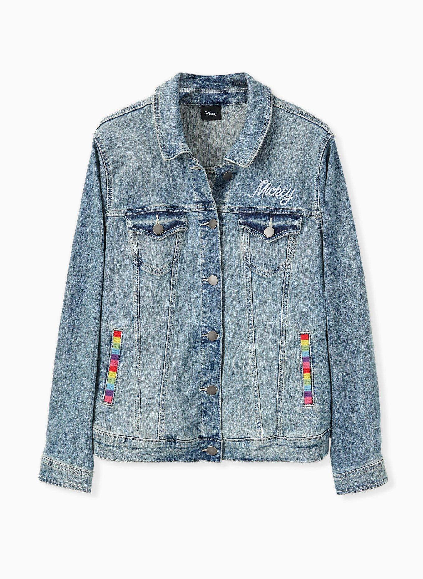 Disney Mickey Mouse Rainbow Denim Jacket - Medium Wash, MEDIUM WASH, alternate