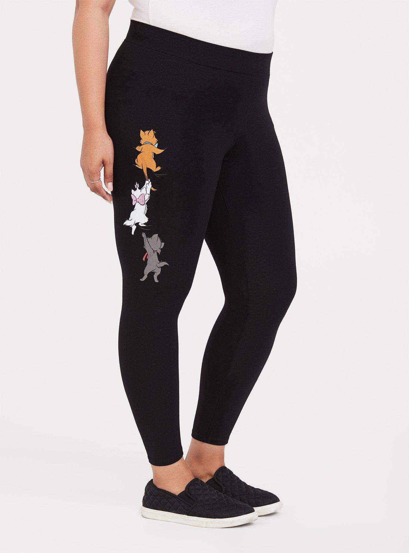 Plus Size - Disney The Aristocats Cat Character Crop Black Legging