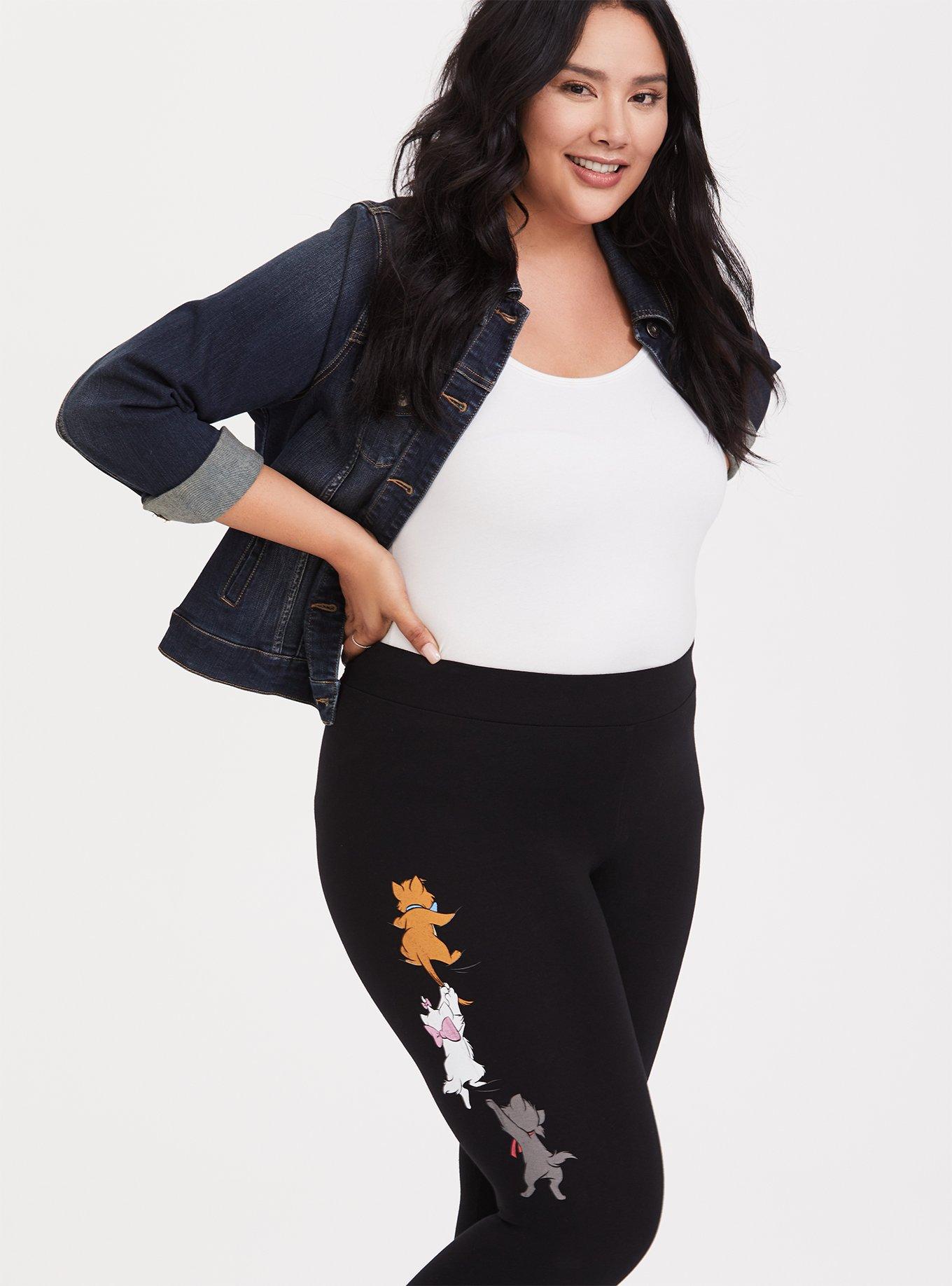 Plus Size - Disney The Aristocats Cat Character Crop Black Legging