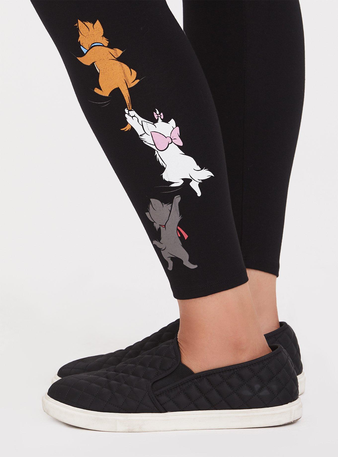 Plus Size - Disney The Aristocats Cat Character Crop Black Legging