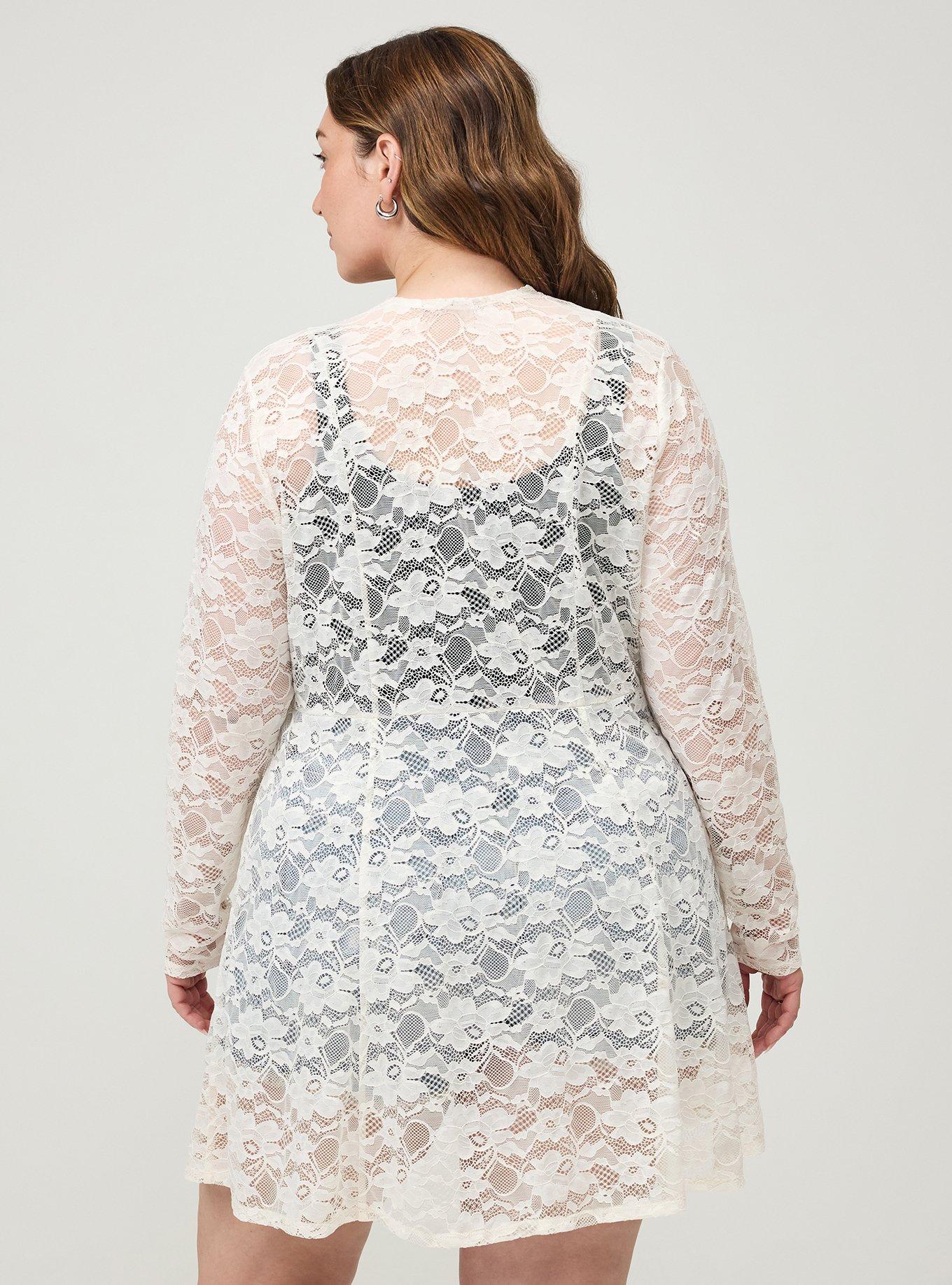 Lace Fit & Flare Kimono, WHISPER WHITE, alternate