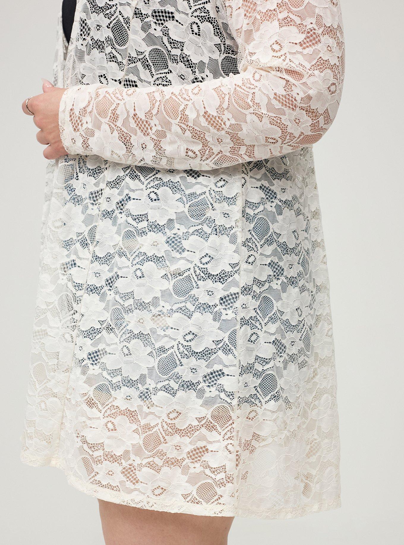 Lace Fit & Flare Kimono, WHISPER WHITE, alternate