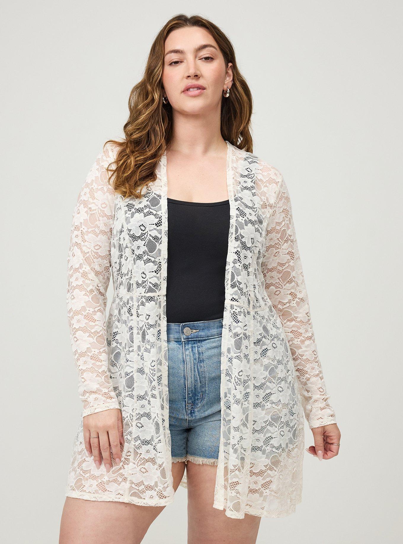 Lace Fit & Flare Kimono, WHISPER WHITE, hi-res