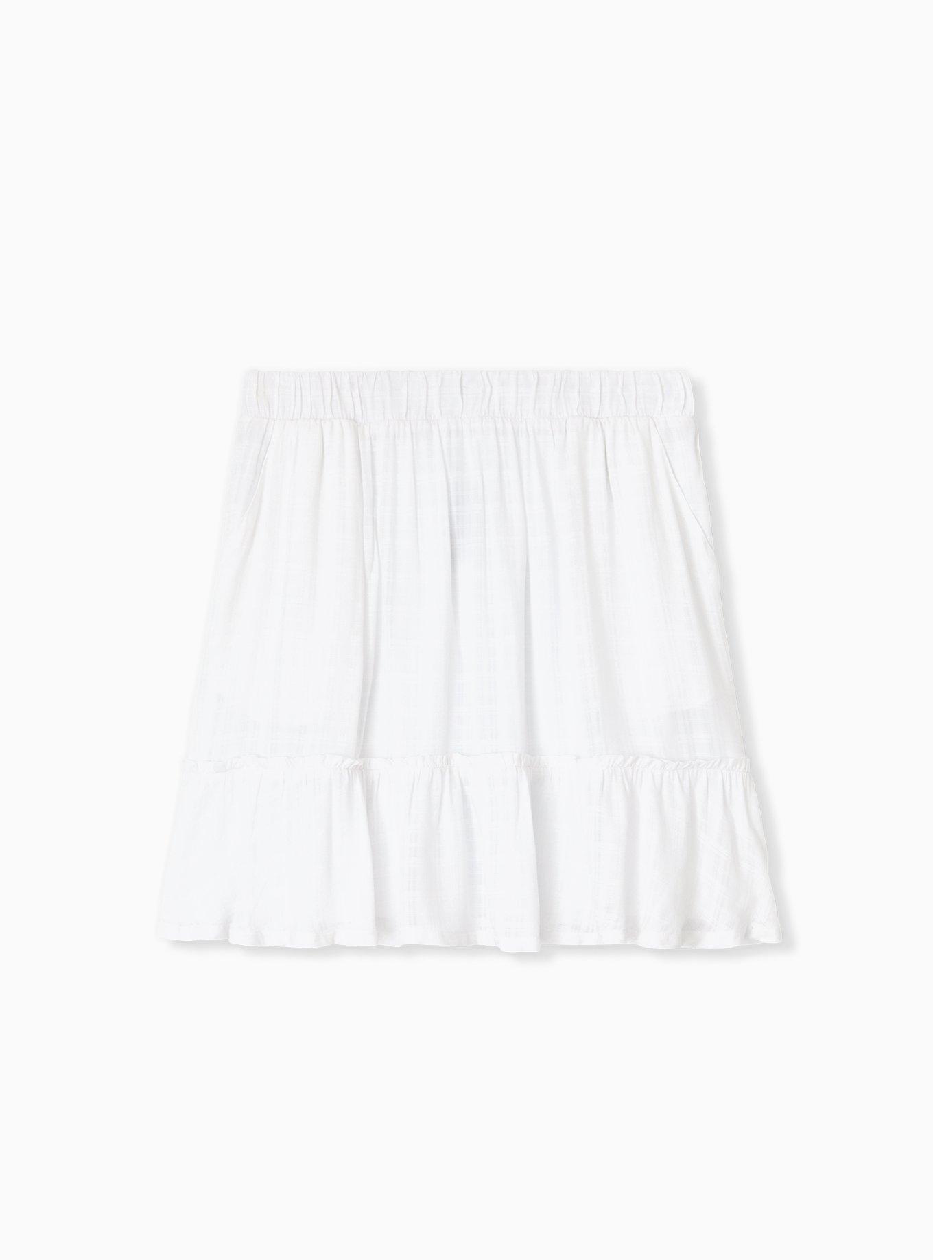 Plus Size - White Gauze Ruffle Mini Skirt - Torrid