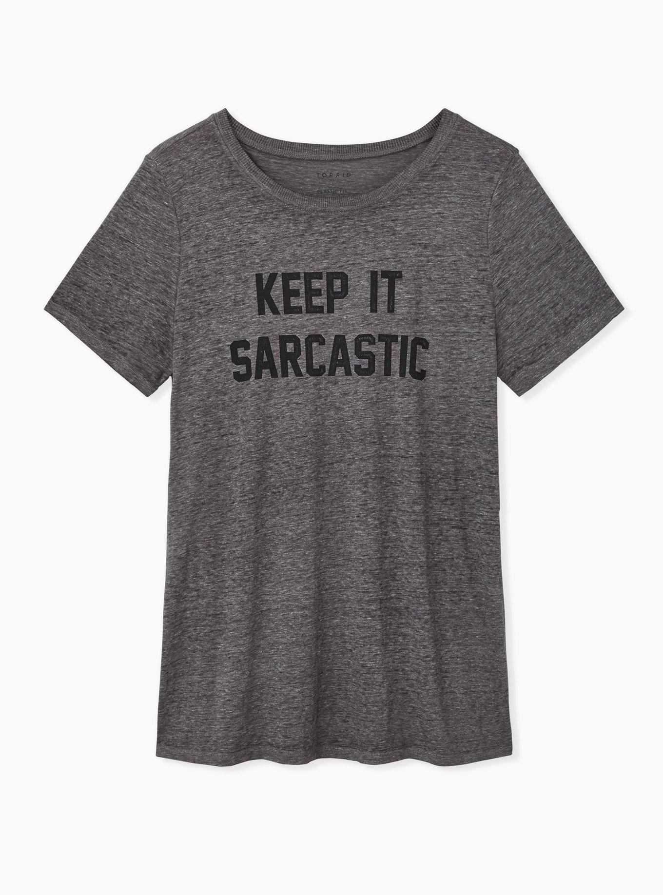 Plus Size - Keep It Sarcastic Heather Grey Crew Tee - Torrid