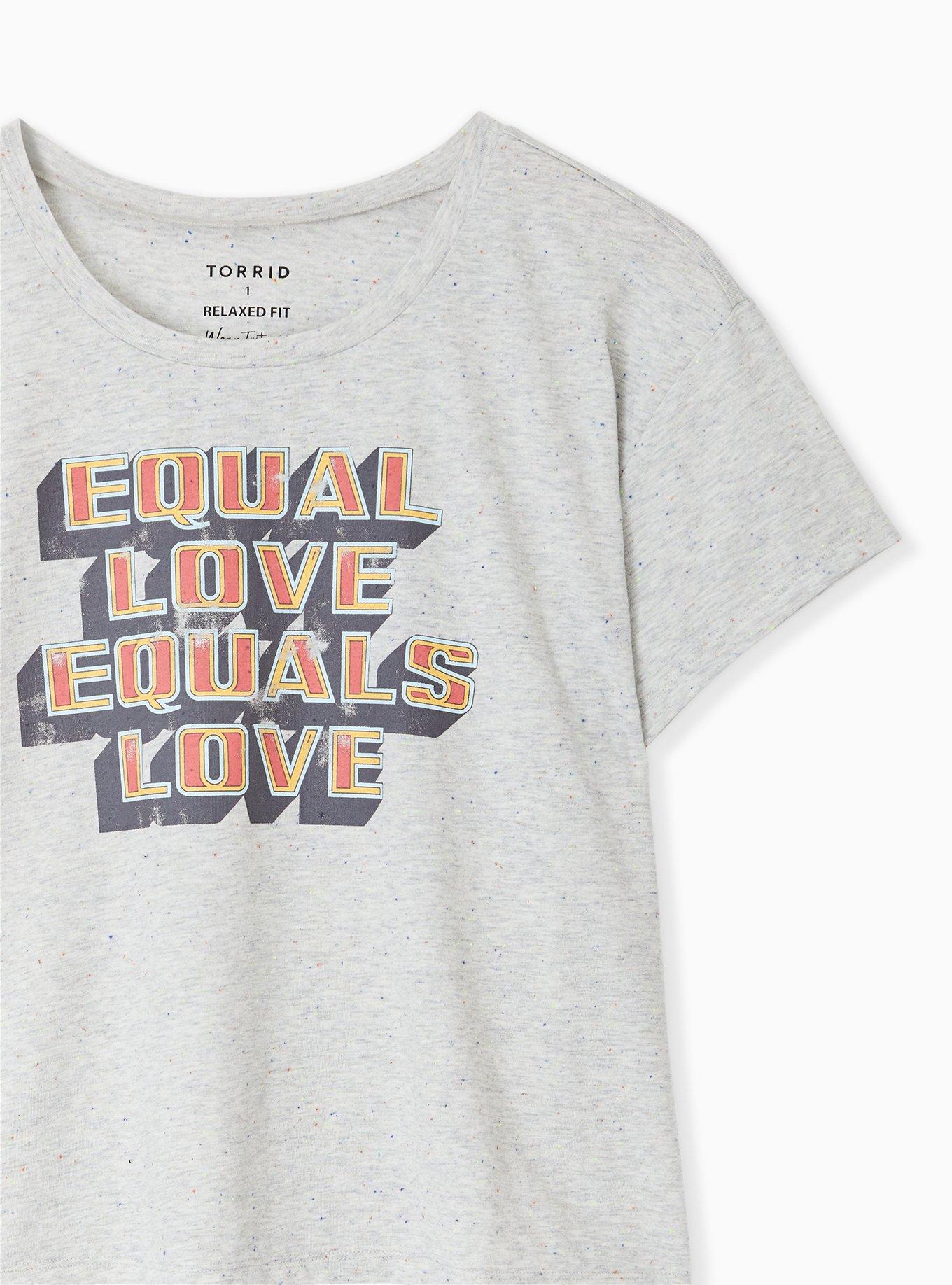 Plus Size Celebrate Love Equal Love Grey Confetti Crop Crew Tee, MEDIUM HEATHER GREY, alternate