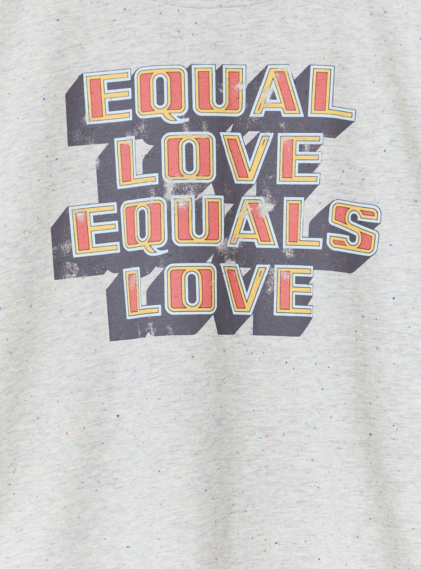 Plus Size Celebrate Love Equal Love Grey Confetti Crop Crew Tee, MEDIUM HEATHER GREY, alternate