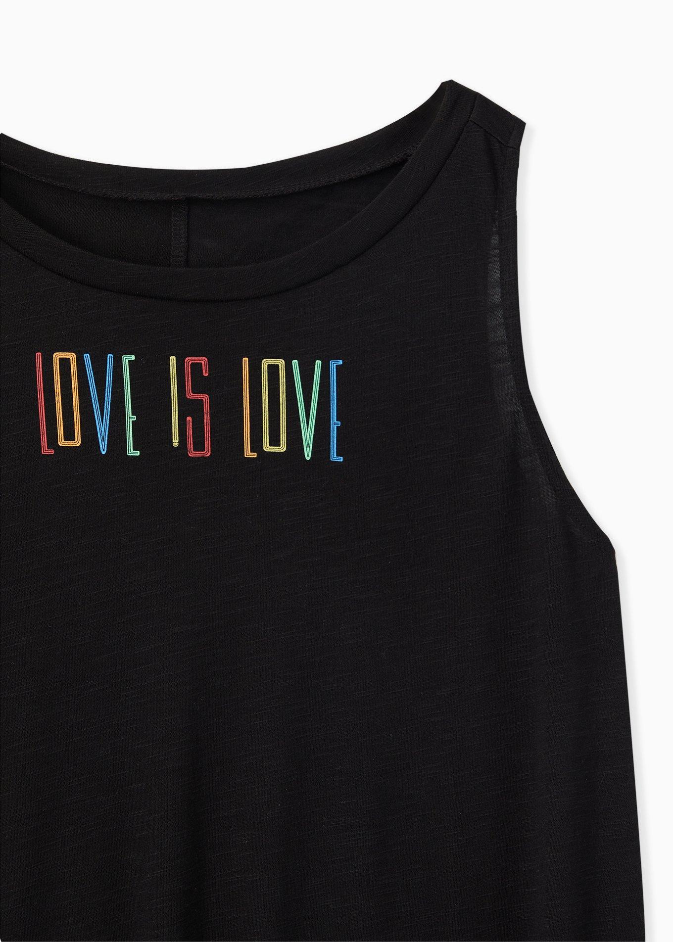 Plus Size Celebrate Love Is Love Black Slub Tank, , alternate